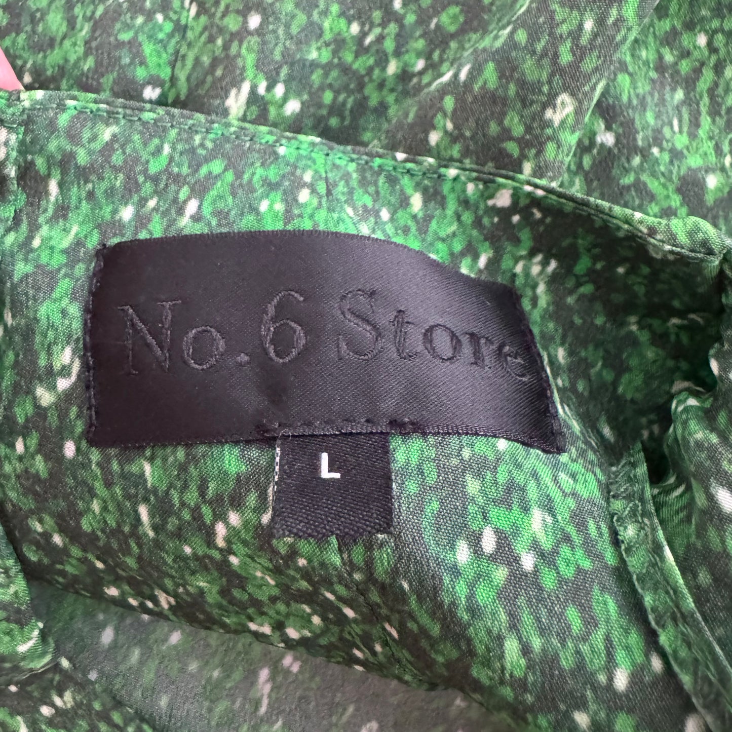 No. 6 Store "Willa" Printed Silk Dress in Green, size Large