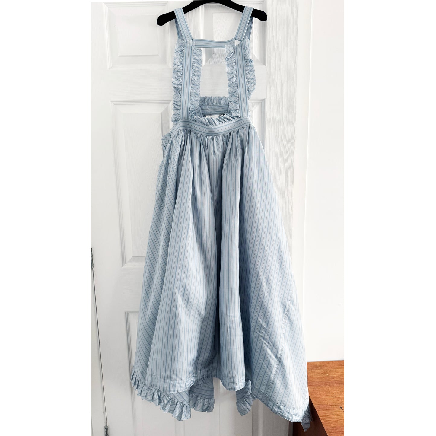 Noir Kei Ninomiya Blue stripes pinafore dress, Size Large