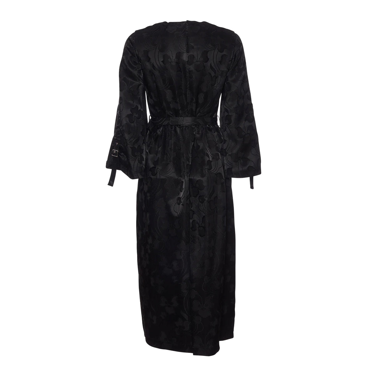 Noir Kei Ninomiya Robe imprimée satinée avec ceinture à boucle, taille petite (convient à S/M)