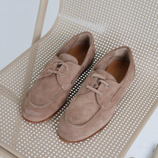Maguire "Nola" Suede Boatshoe in Sand, size 37