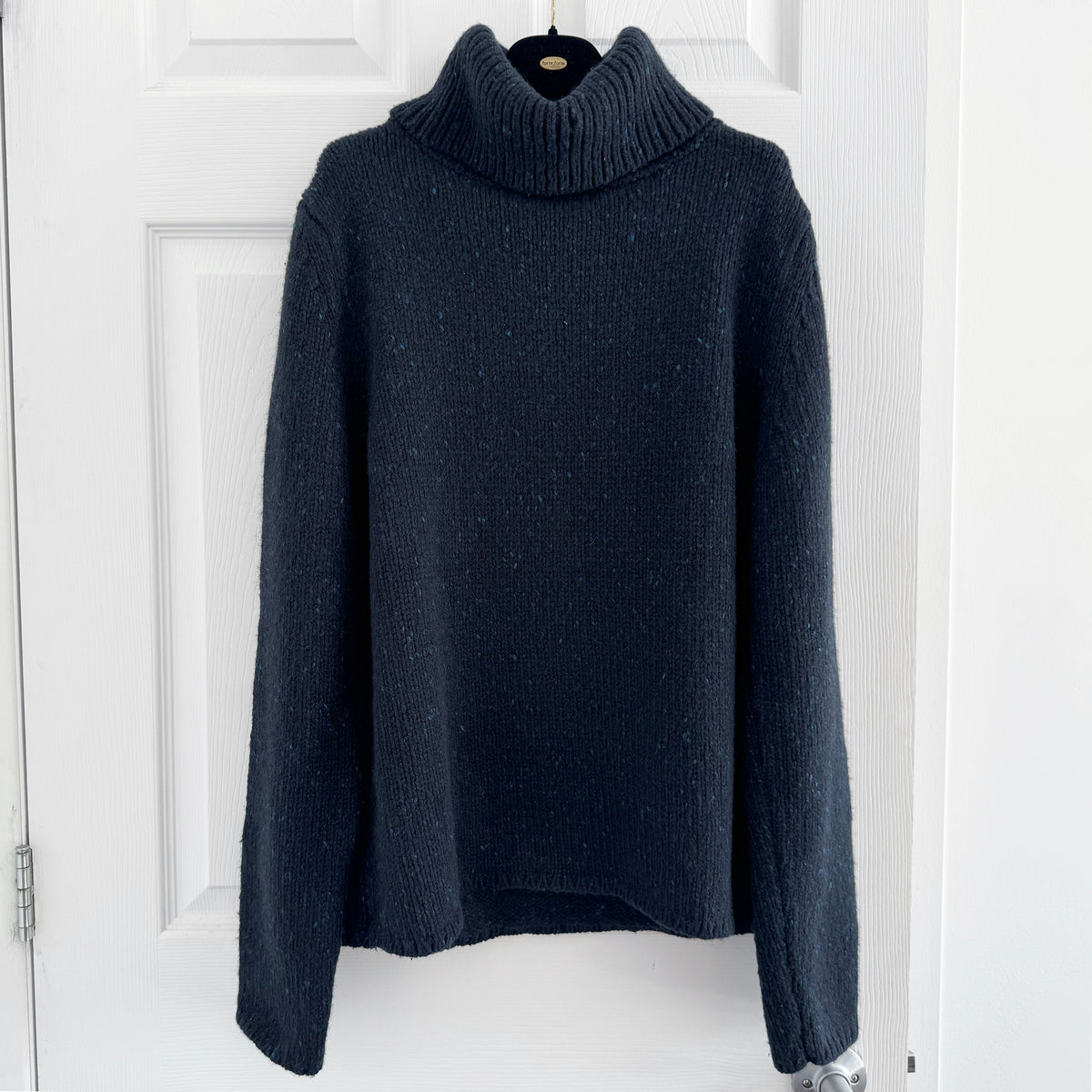 Nordstrom x Caroline Issa Navy Wool/Cashmere Turtleneck Sweater, size Large