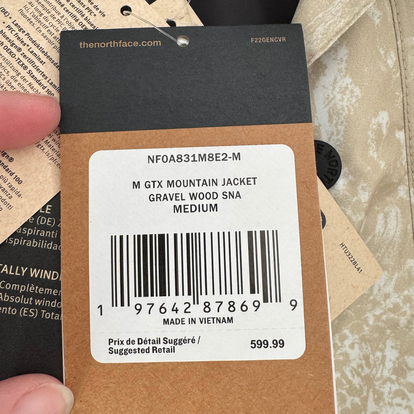 ** MENS ** The North Face "GTX Mountain Jacket" in "Gravel", size Medium