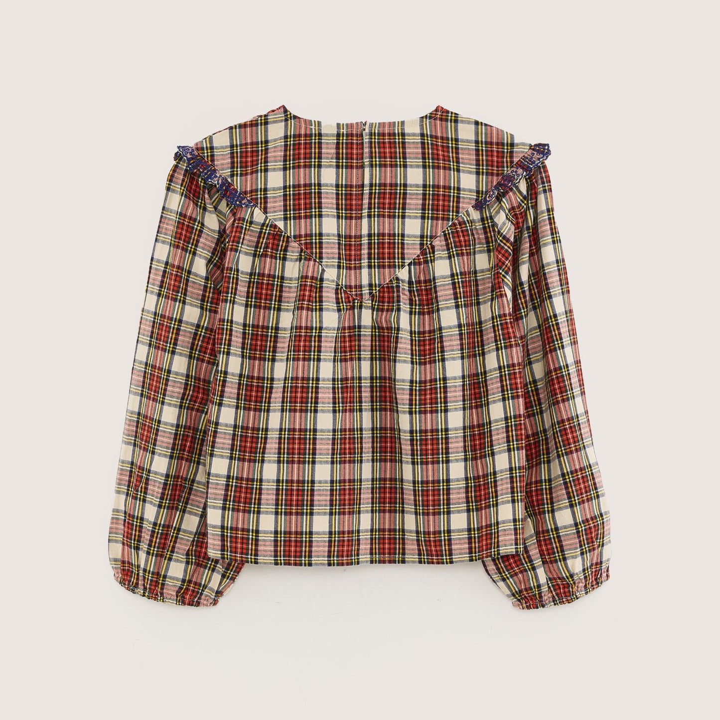 ** KIDS ** Bellerose "Himpi" Red Plaid Shirt with Ruffles, size 12 years
