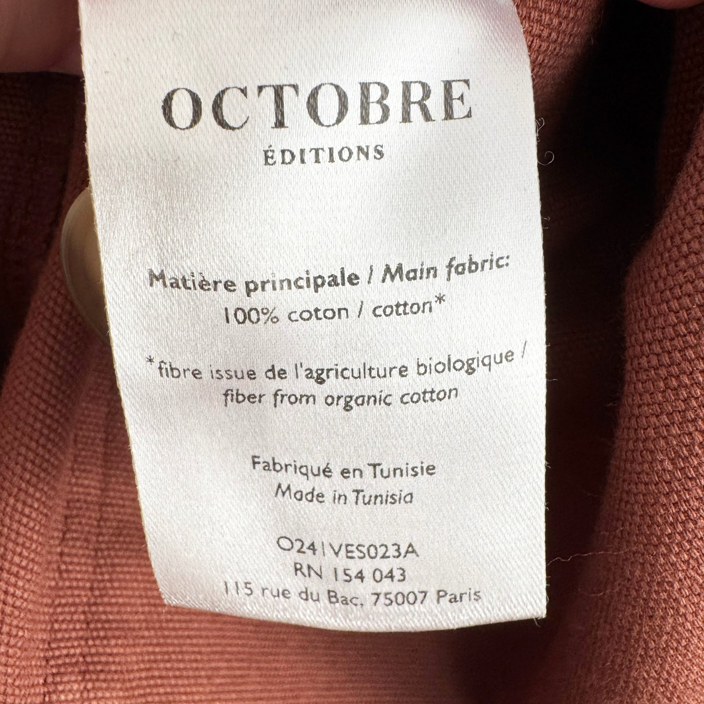 Octobre Editions "Tim" Chore Jacket in "Rust", size Large