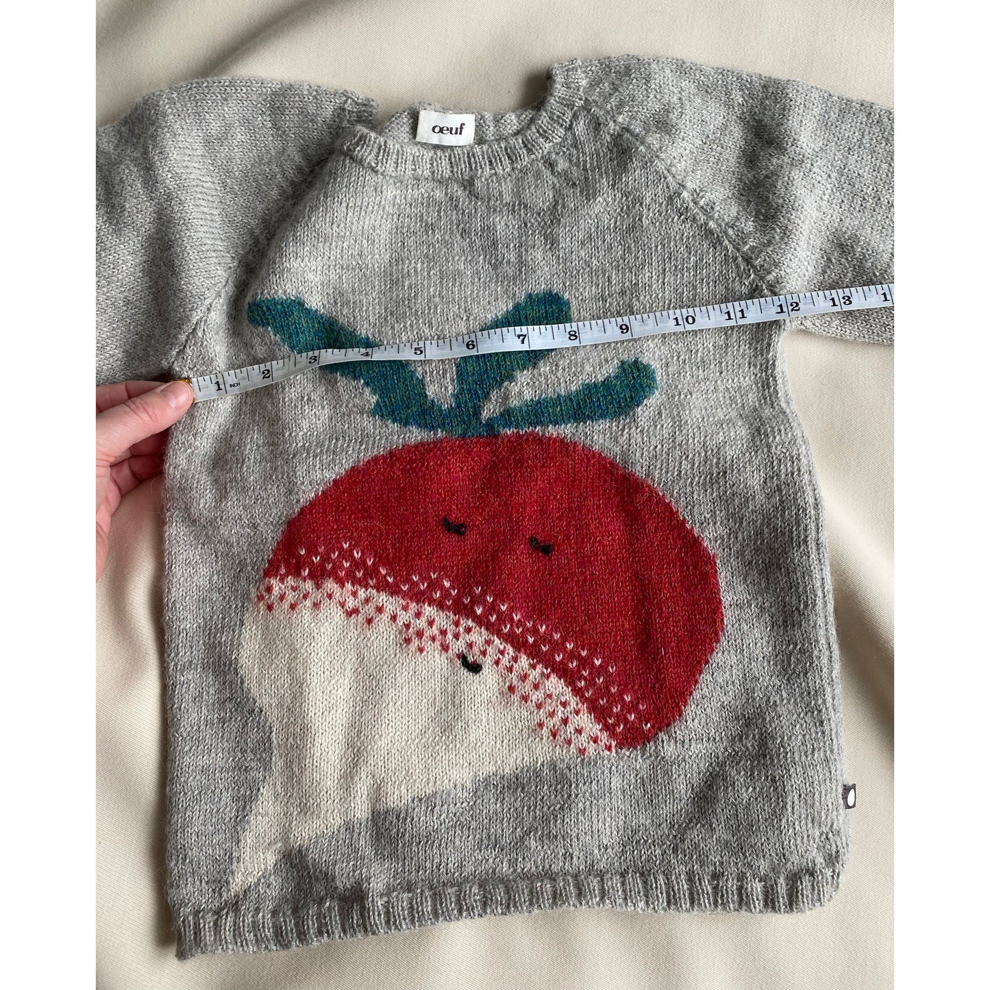 ** KIDS ** Oeuf "Turnips" Sweater in Grey, size 6y