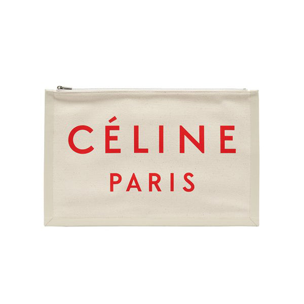 Pochette en toile Celine "Made In" avec police rouge