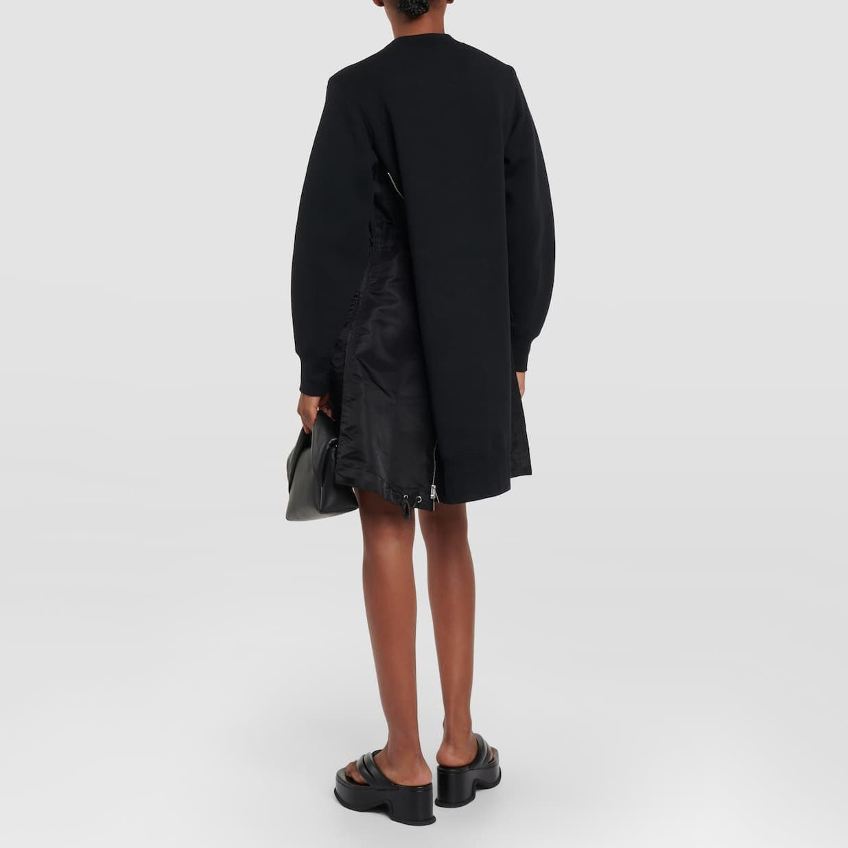 Sacai Sweatshirt Dress in Black, size "1" (fits XS/S)