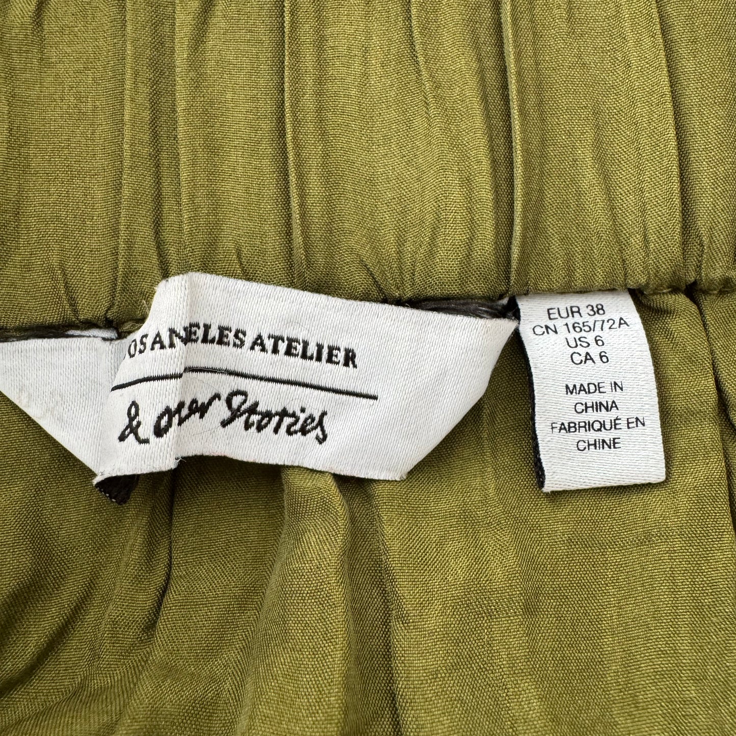 & Other Stories Pleated Silk Set in Green, size 6
