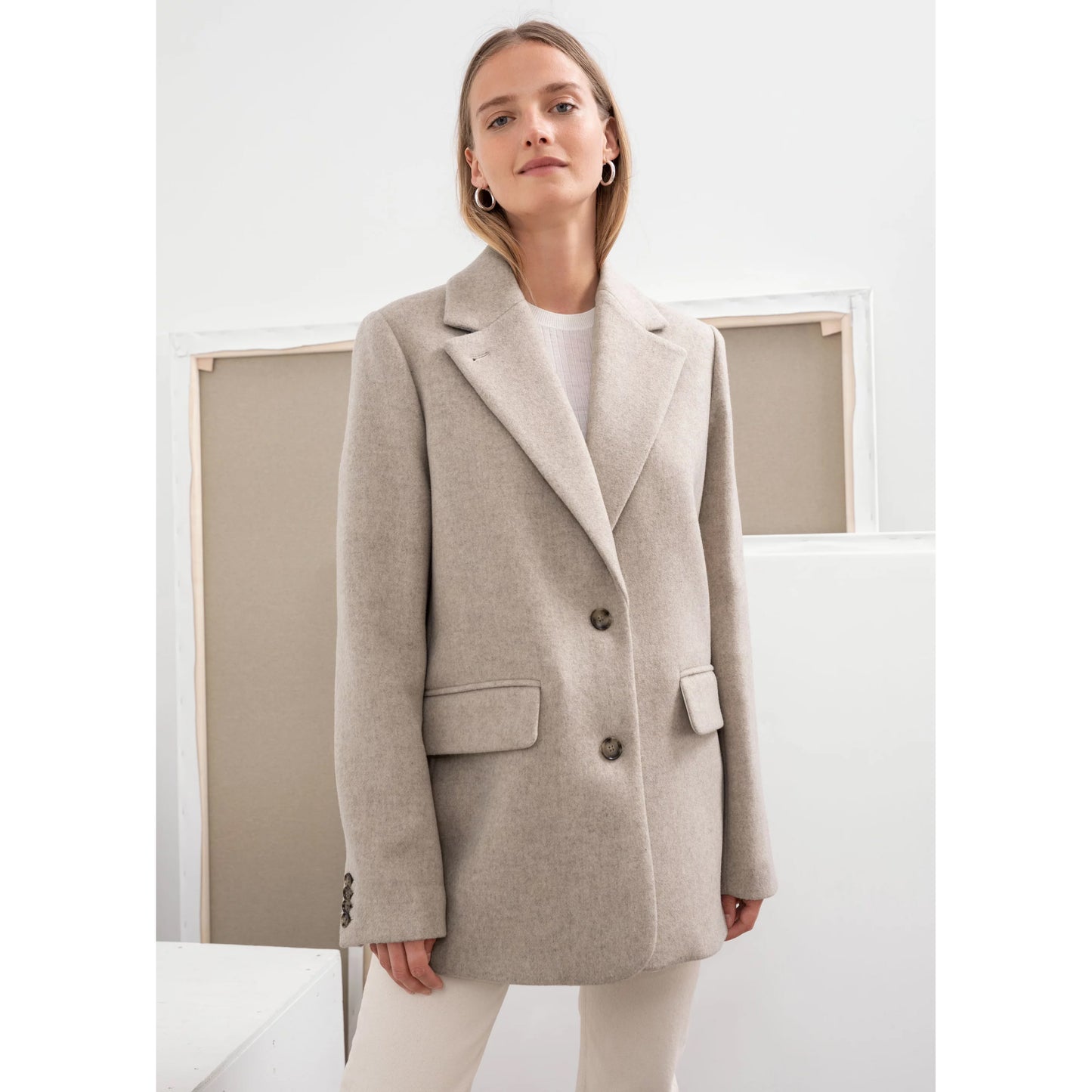 & Other Stories Felted Blazer in Beige, size 44