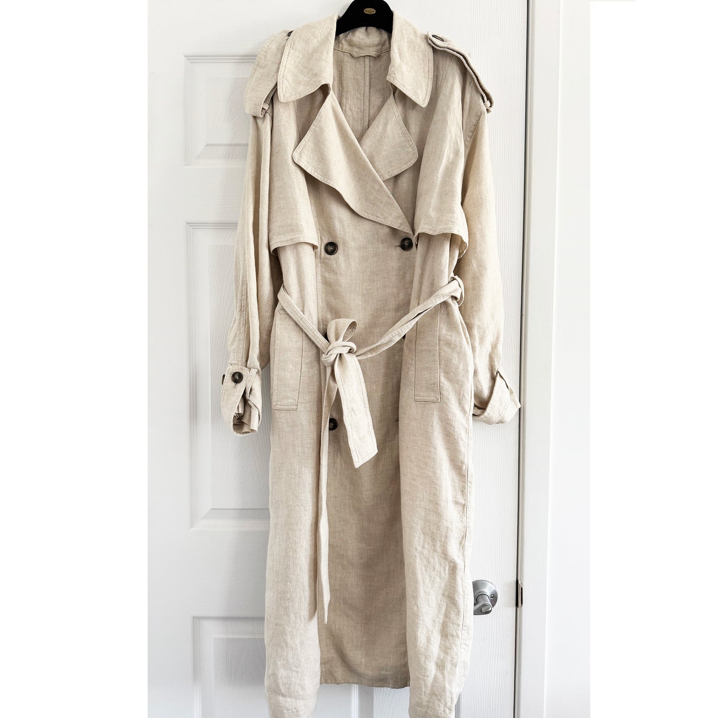 & Other Stories Linen Trench in Natural, size Medium