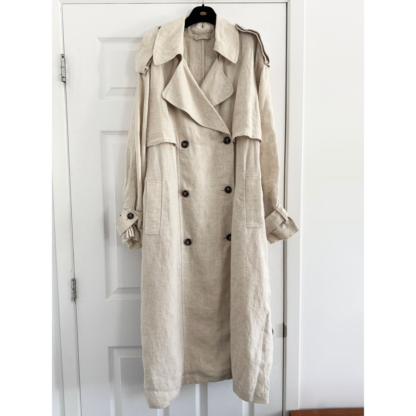 & Other Stories Linen Trench in Natural, size Medium