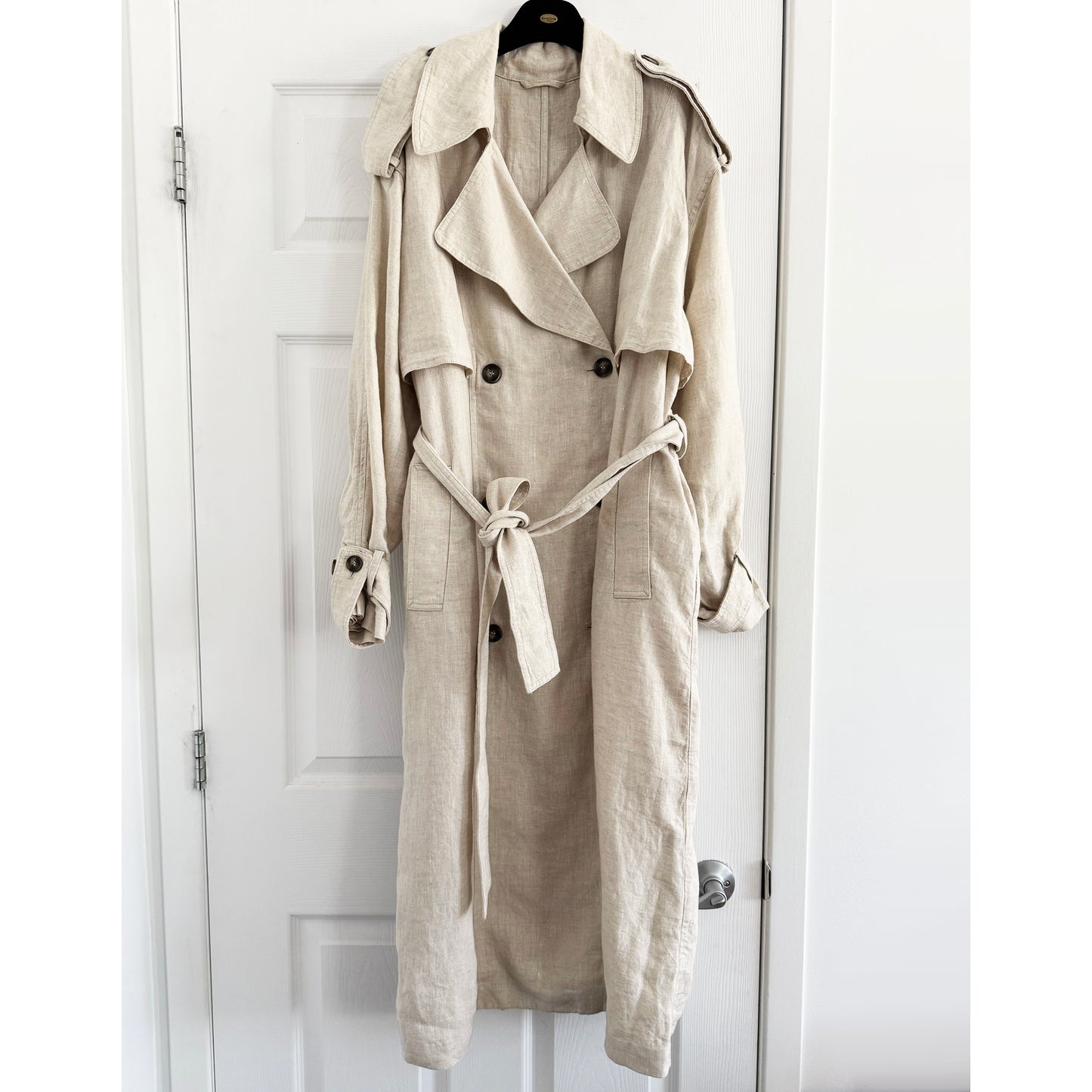 & Other Stories Linen Trench in Natural, size Medium