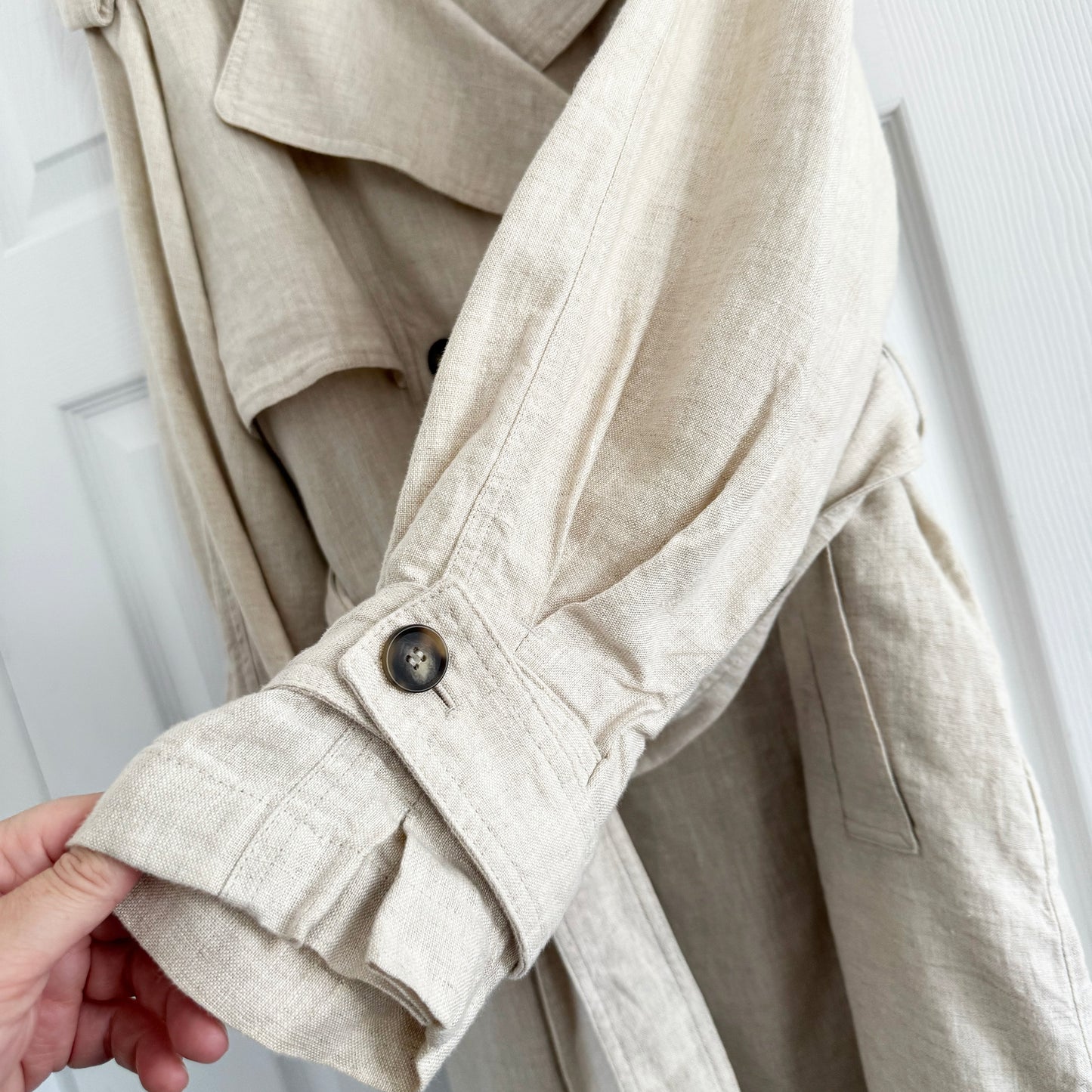& Other Stories Linen Trench in Natural, size Medium