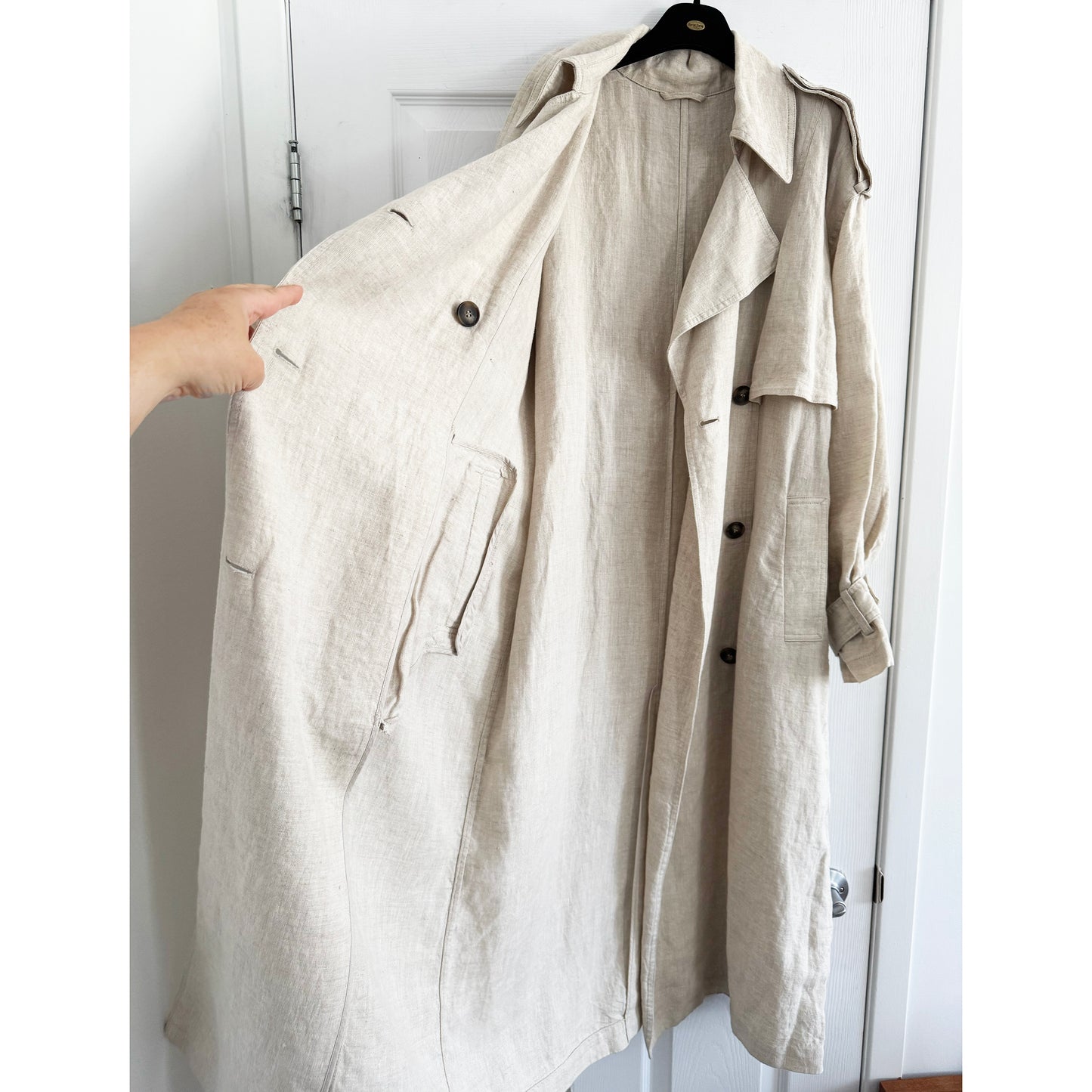 & Other Stories Linen Trench in Natural, size Medium
