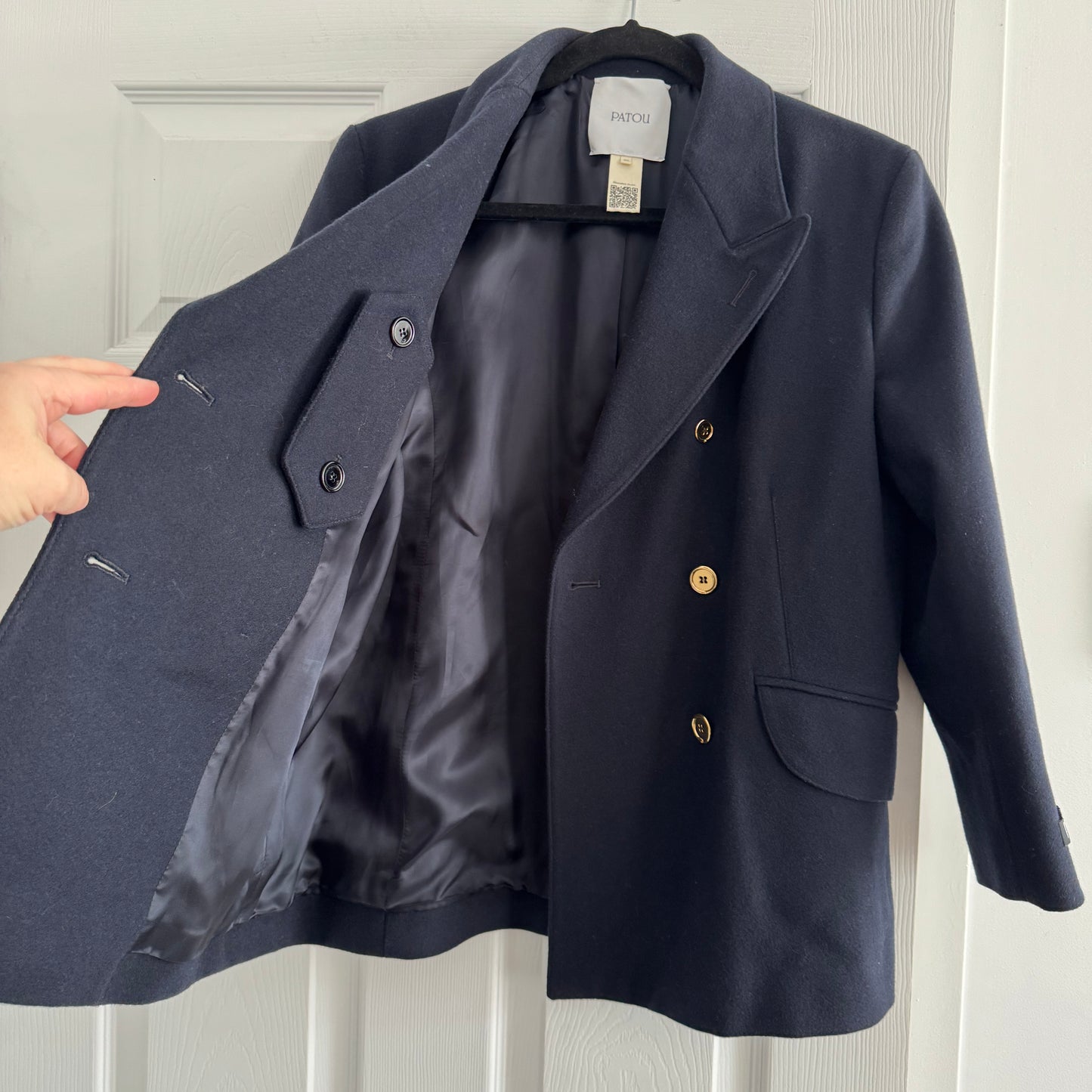 Patou "Iconic" Double Breasted Jacket in Navy, size 40FR (fits US 4/6)