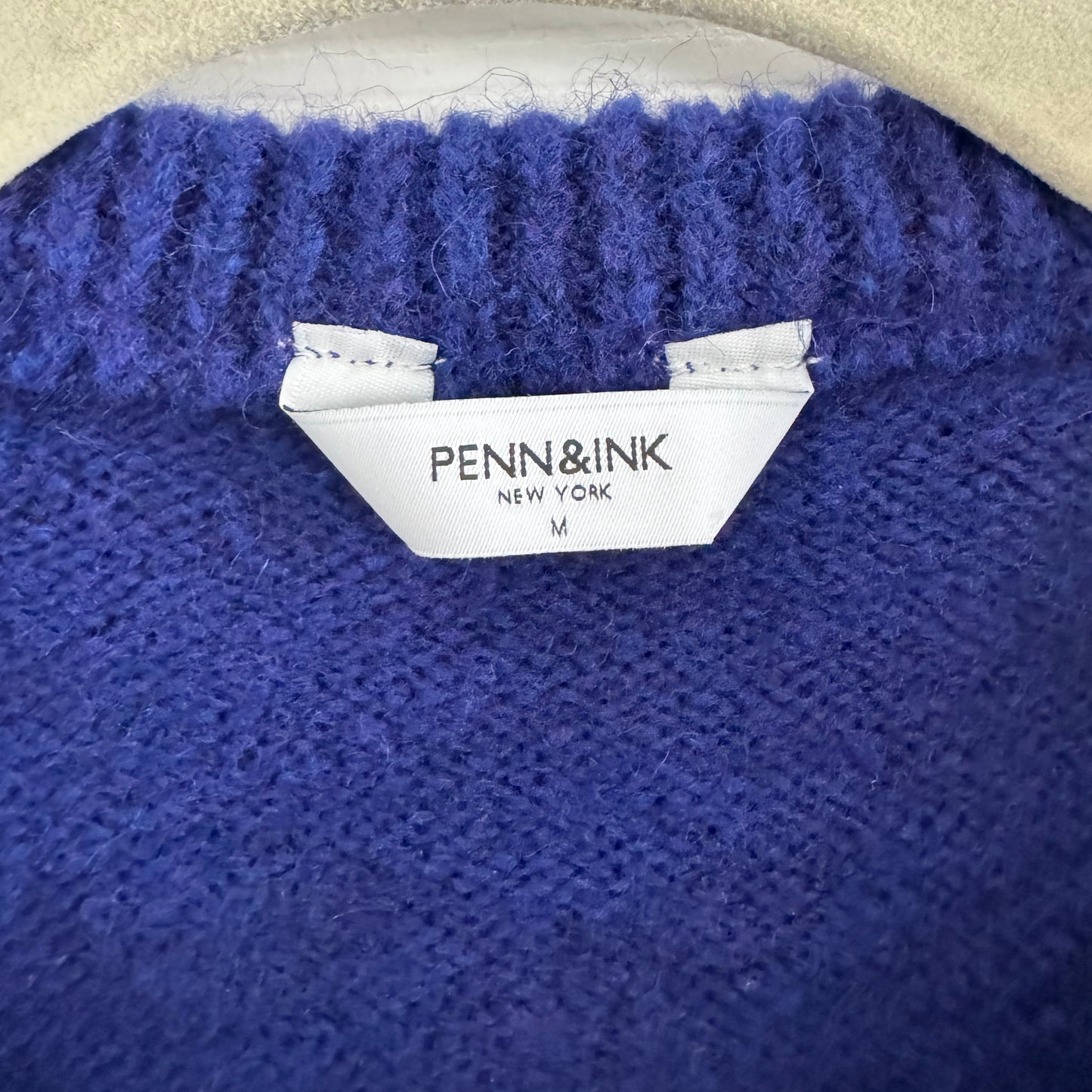 Penn & Ink Puff Sleeve Sweater in Blue, size Medium