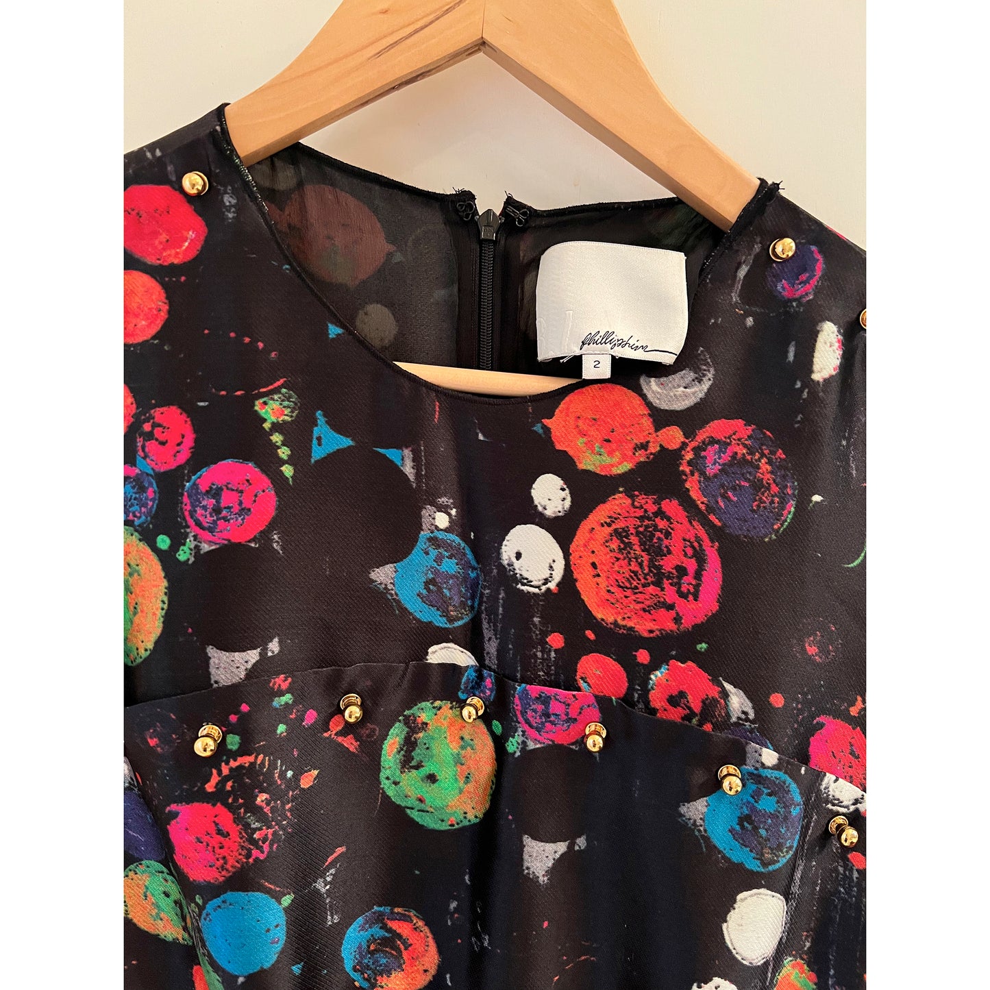 3.1 Phillip Lim Black Dress with Bubbles print, size 2