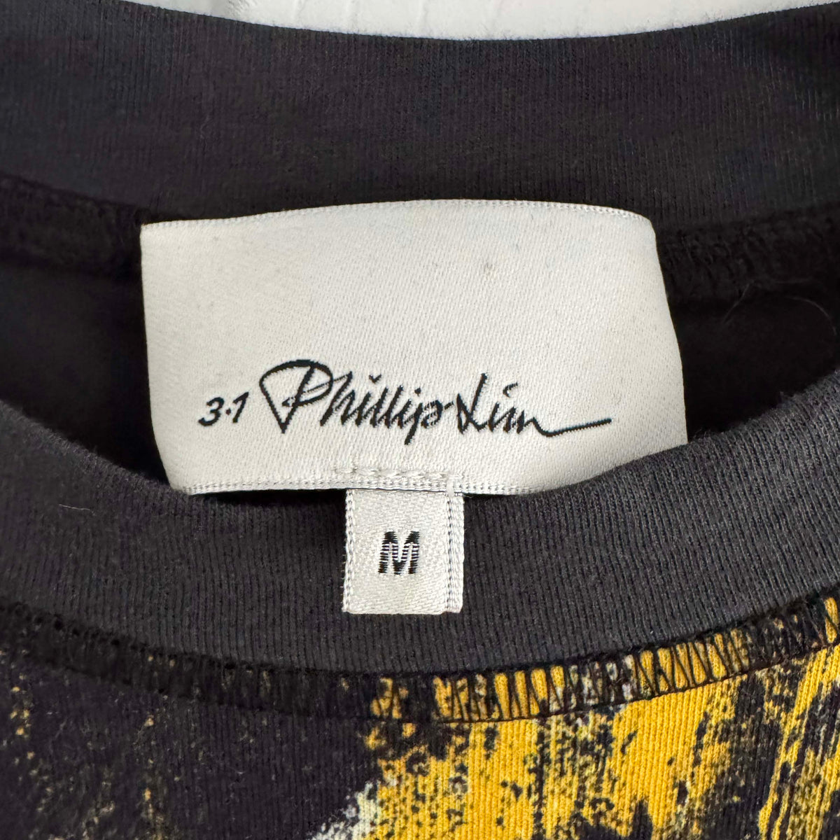3.1 Phillip Lim Printed Front Sleeveless Tee Shirt in Black, size Medium
