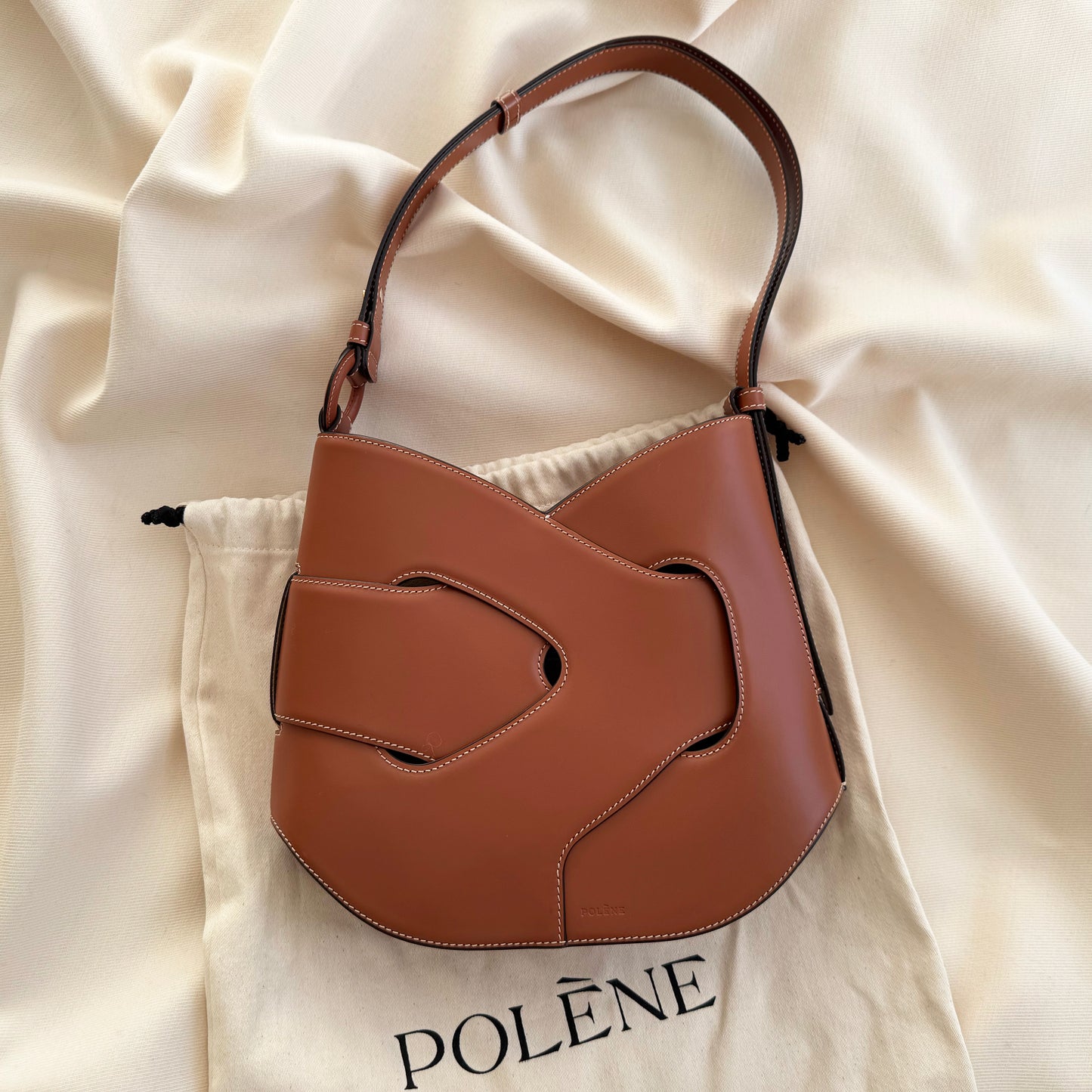 Polene "Nodde" Hobo in Smooth Cognac