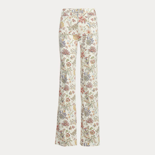 Polo Ralph Lauren "Jenn" Paisley/Floral Print Flared Jeans in "Azalea", size 26