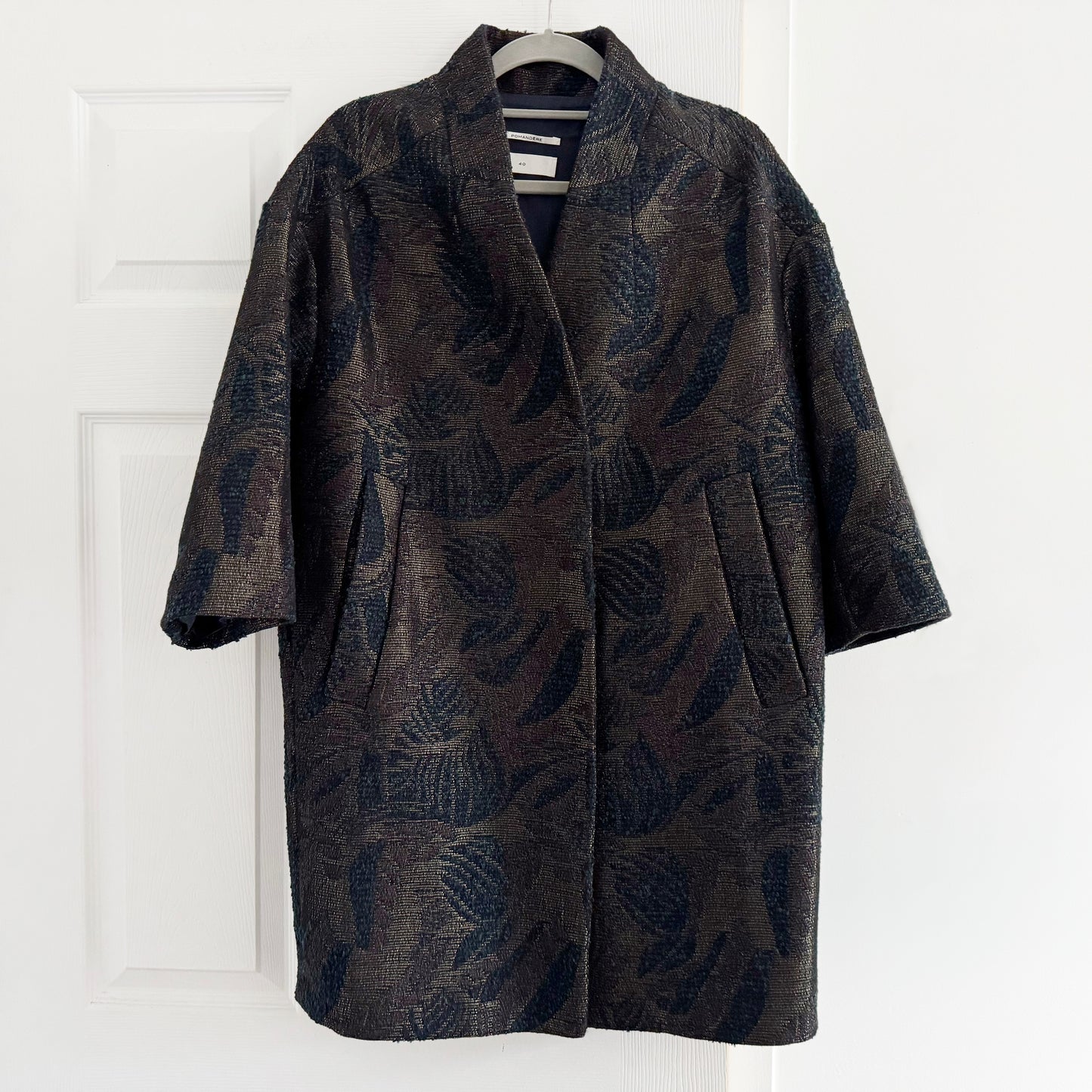 Pomandere Metallic Jacquard Cocoon Coat, size 40 (fits like 4/6)