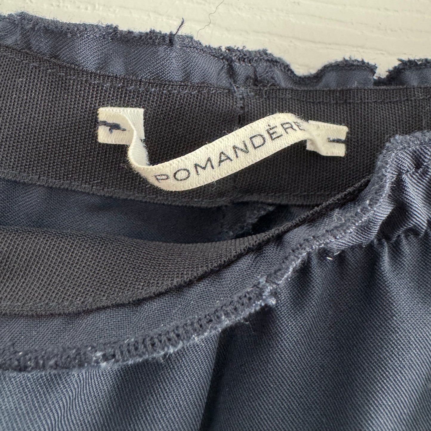 Pomandere Crossover Crepe Pants in Navy, size 46