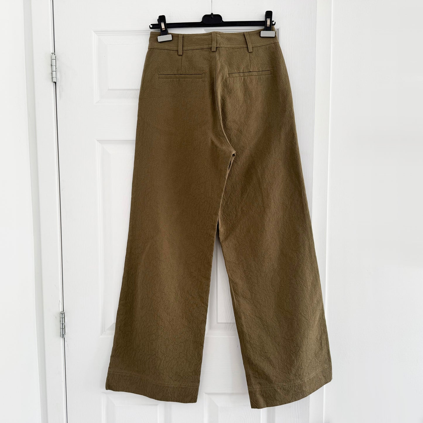 Pomandere Textured Cotton Wide Leg Pants in Khaki, size 40IT (fits like 4US)