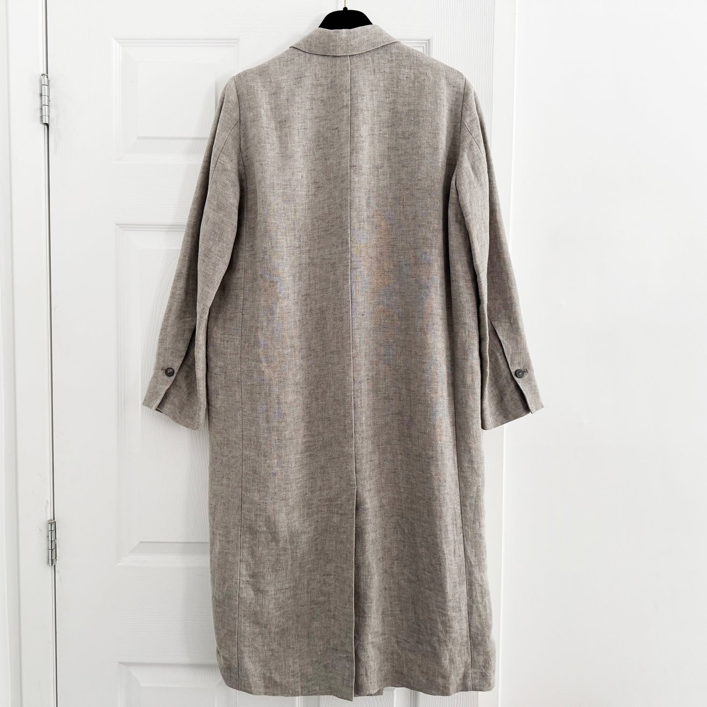 Pomandere Linen Duster Jacket in Grey, size 38