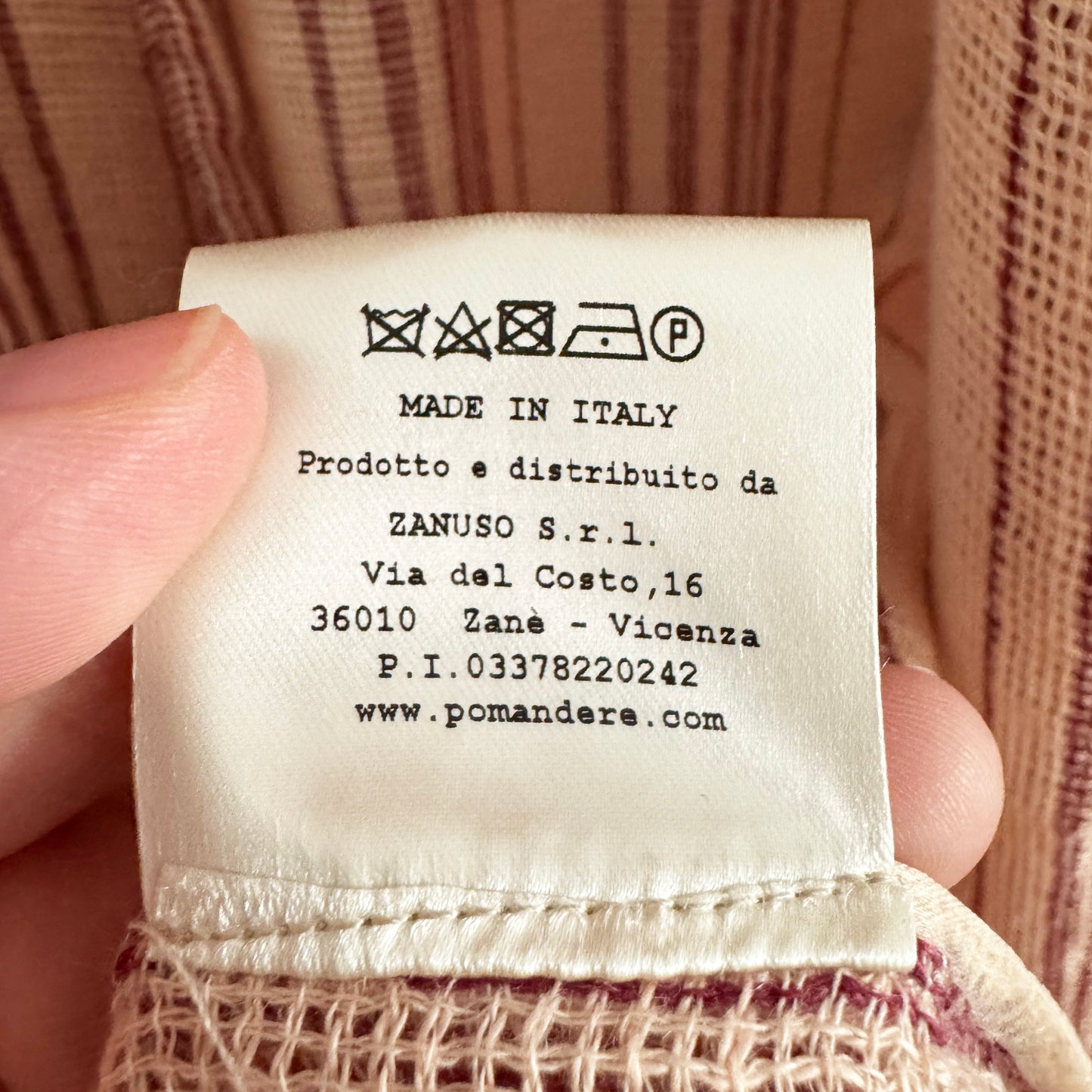 Pomandere Striped Linen Duster Jacket in Peach, size 40 (size small ish)