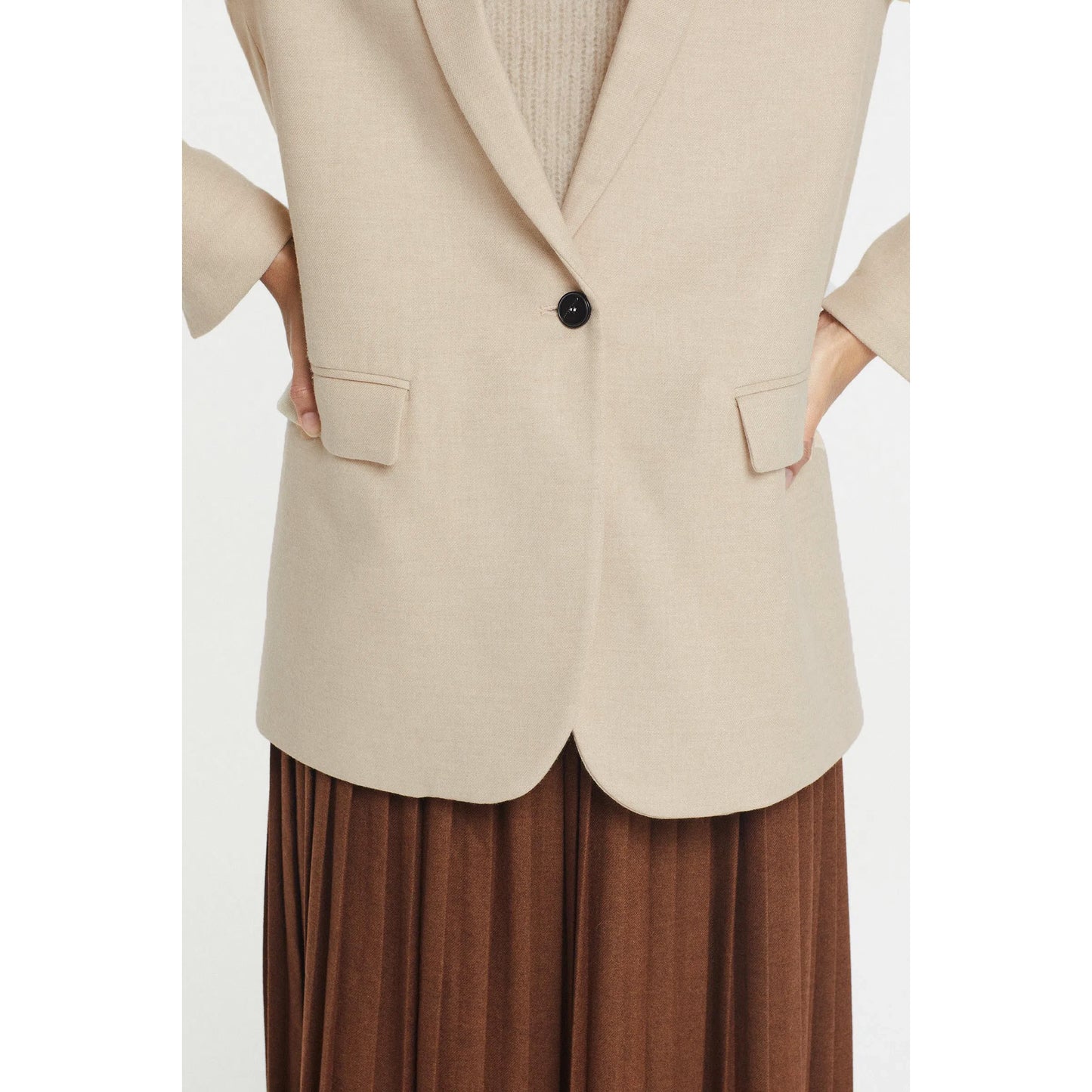 Pomandere Single Breasted Wool Blend Blazer in Cream/Beige, size 38 (fits XS)