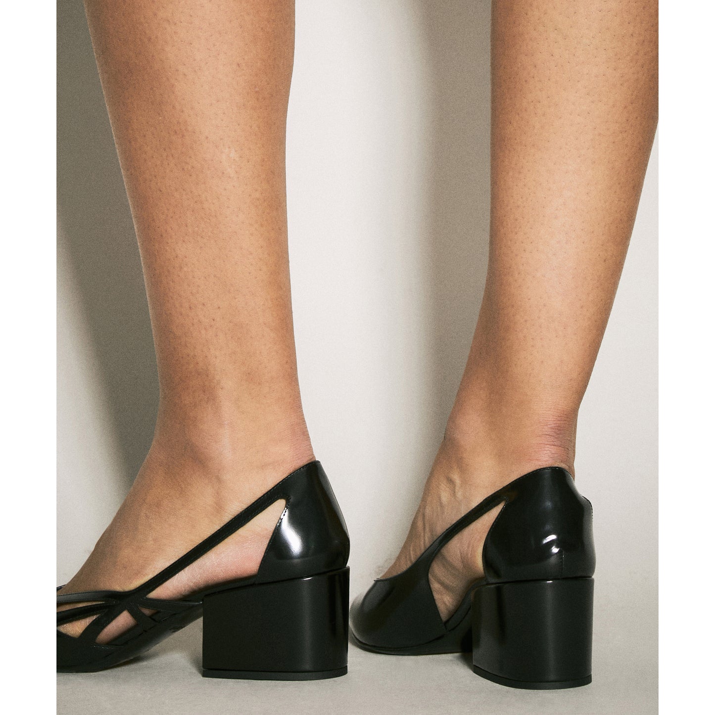 Prada 55mm Cutout Brushed Leather Pumps in Black, size 40