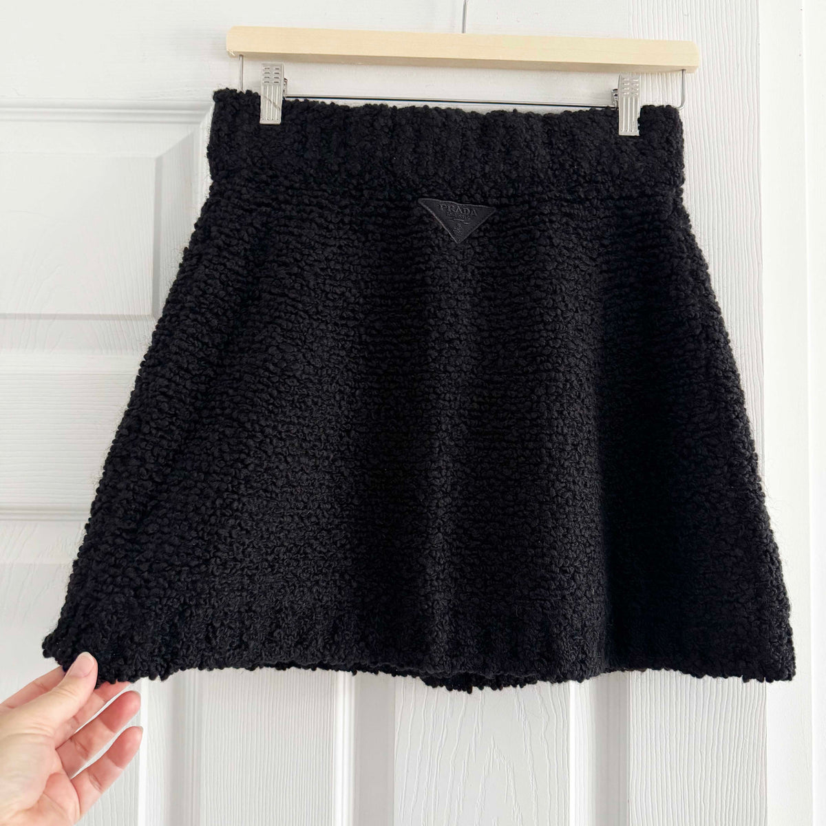Prada Boucle Knit Mini Skirt in Black, size 42IT (fits a size small)