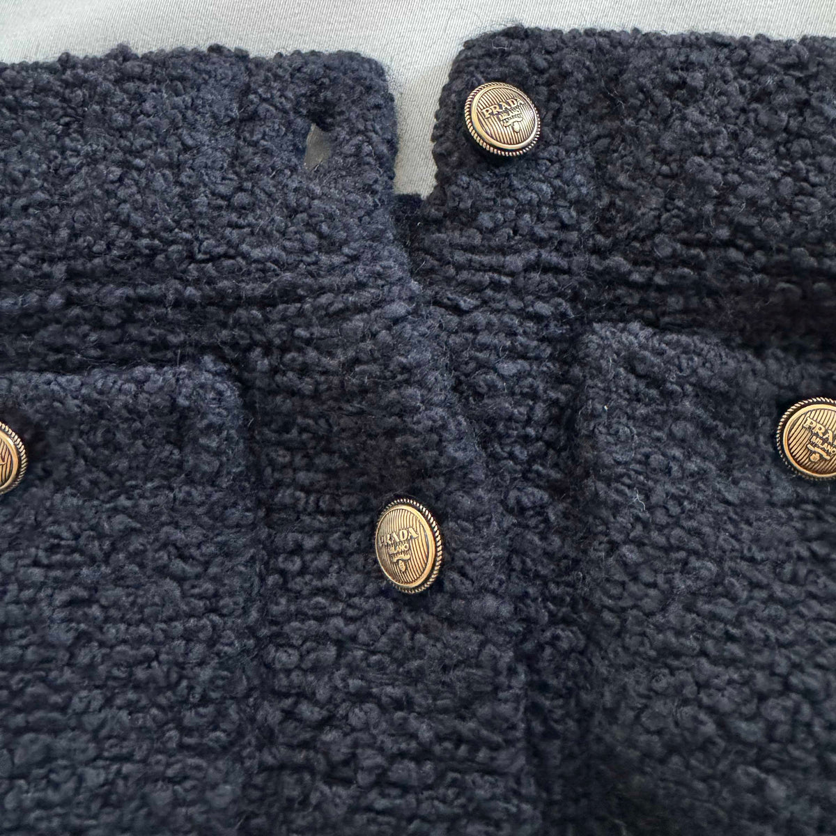Prada Boucle Knit Mini Skirt in Black, size 42IT (fits a size small)