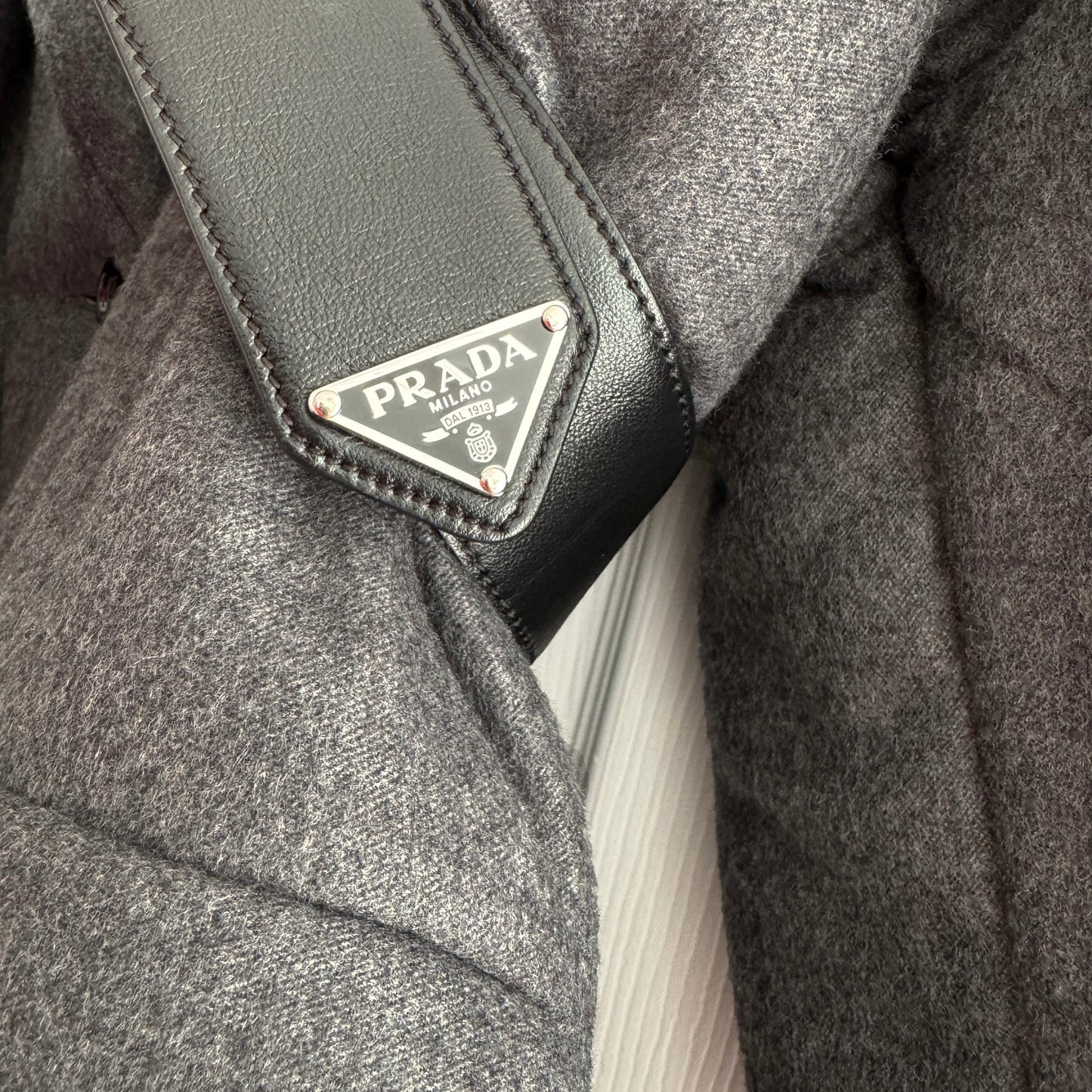 Prada Puffy Wool Coat in Grey, size 38IT (fits like a size 2/4)