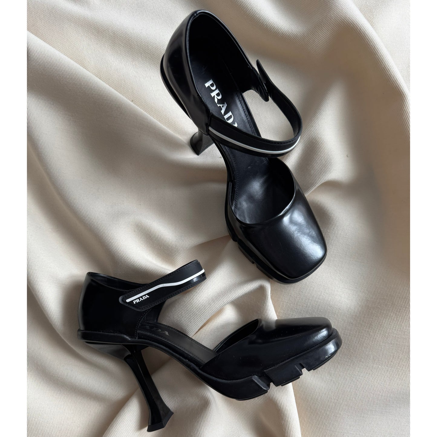 Prada Mary Jane Pumps with Flared Heel, size 40