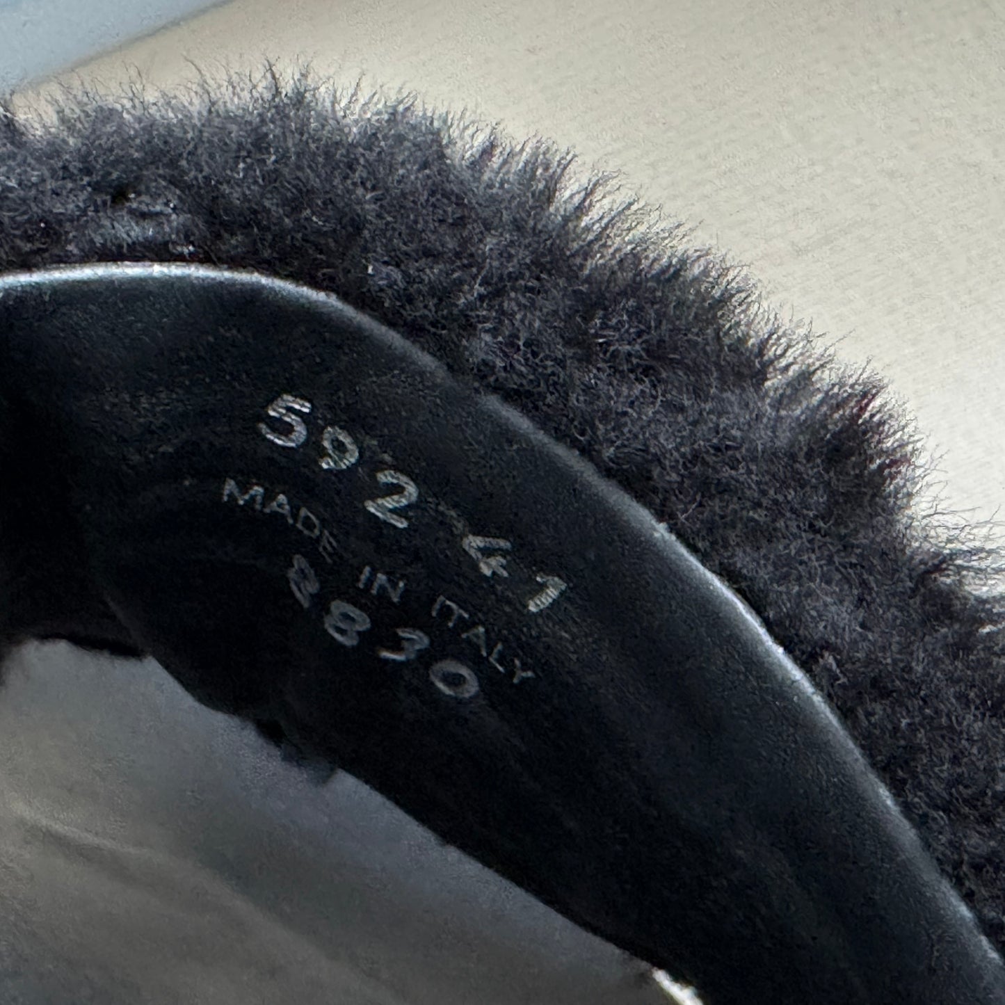 Prada Shearling Fur Slides in Black, size 41
