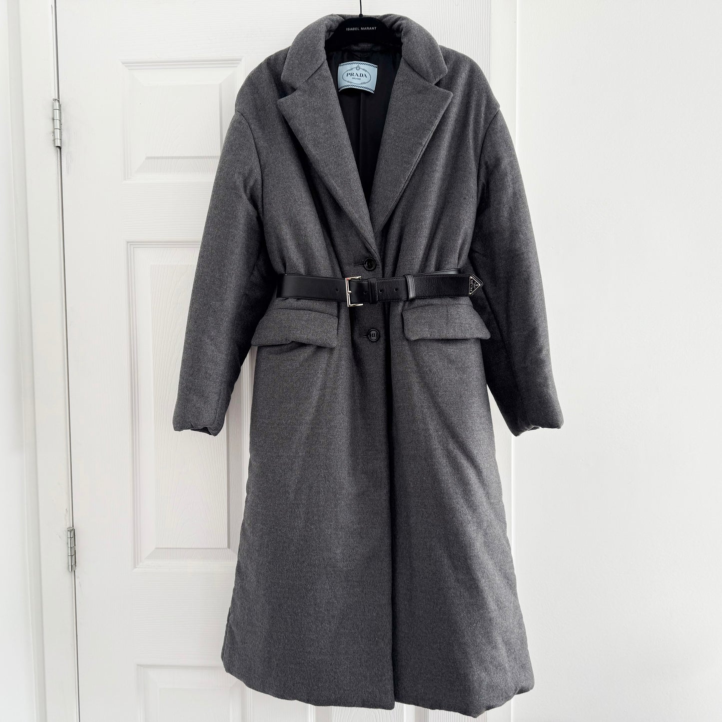Prada Puffy Wool Coat in Grey, size 38IT (fits like a size 2/4)