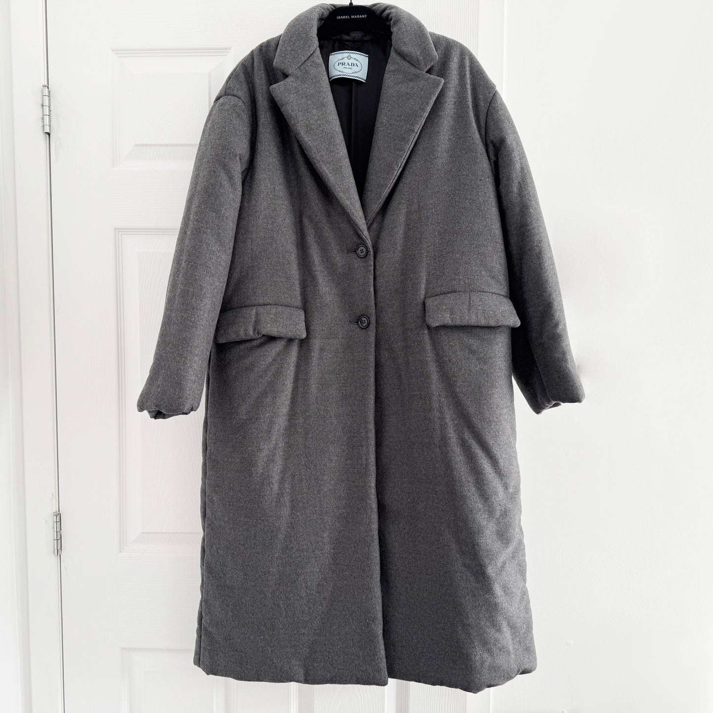 Prada Puffy Wool Coat in Grey, size 38IT (fits like a size 2/4)