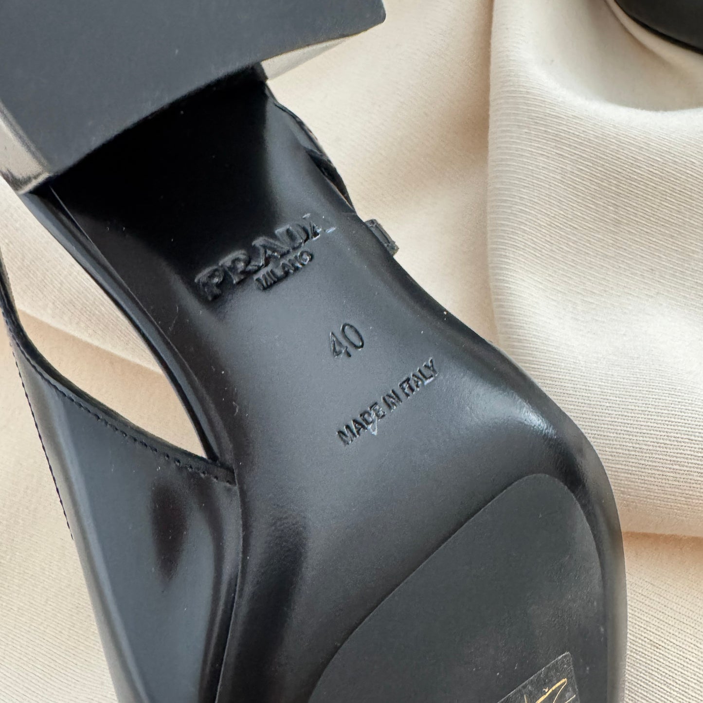 Prada 55mm Cutout Brushed Leather Pumps in Black, size 40