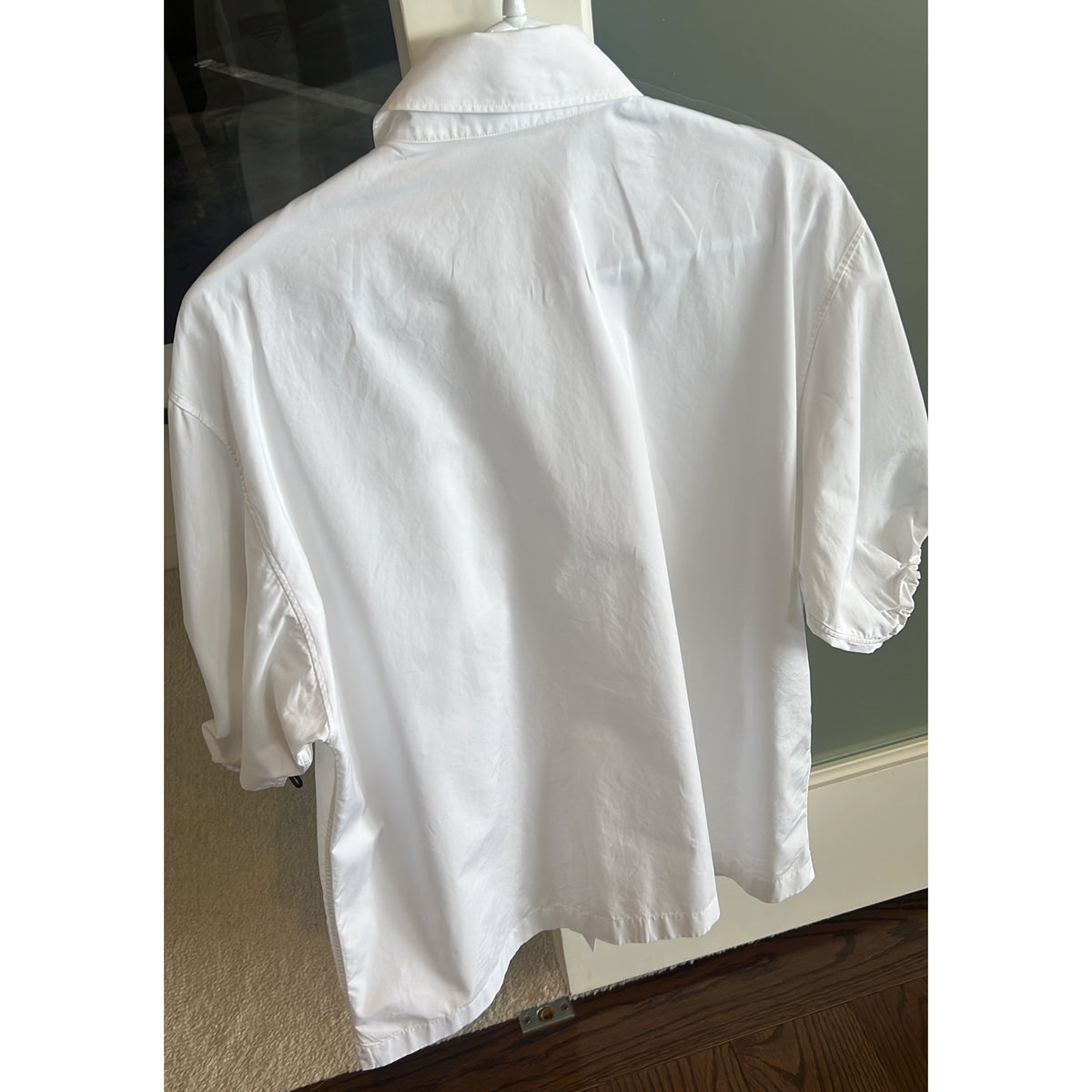 Prada Short Sleeve Poplin Shirt in White, size 42 (fits Medium)