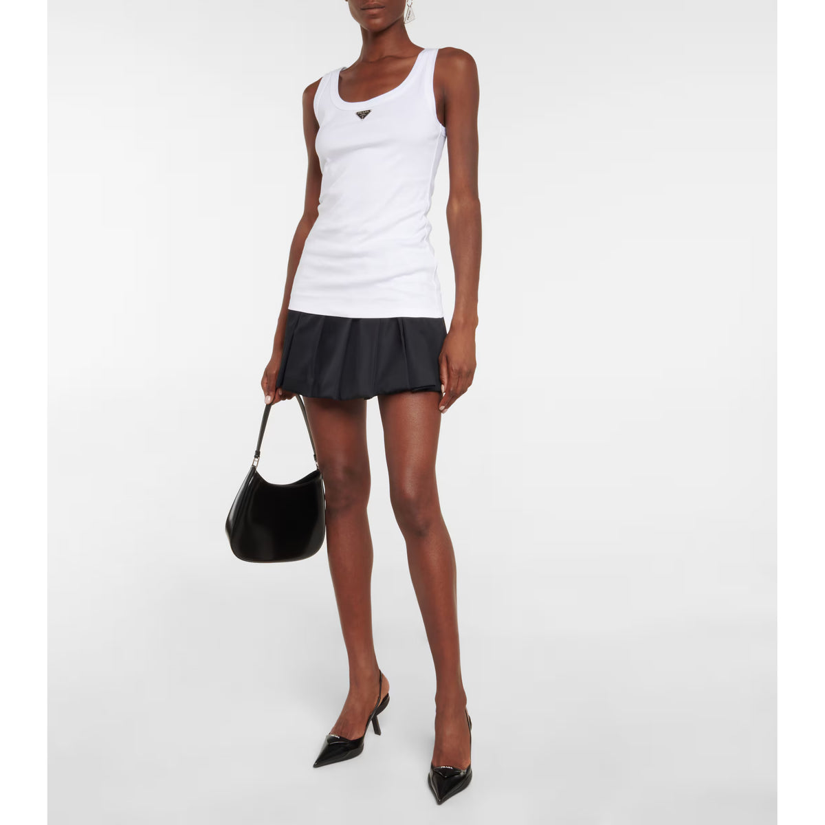 Prada Tank with Triangle Logo in White, size 44