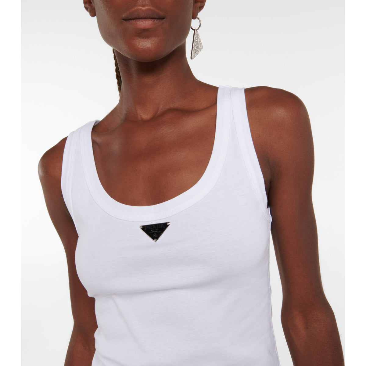 Prada Tank with Triangle Logo in White, size 44