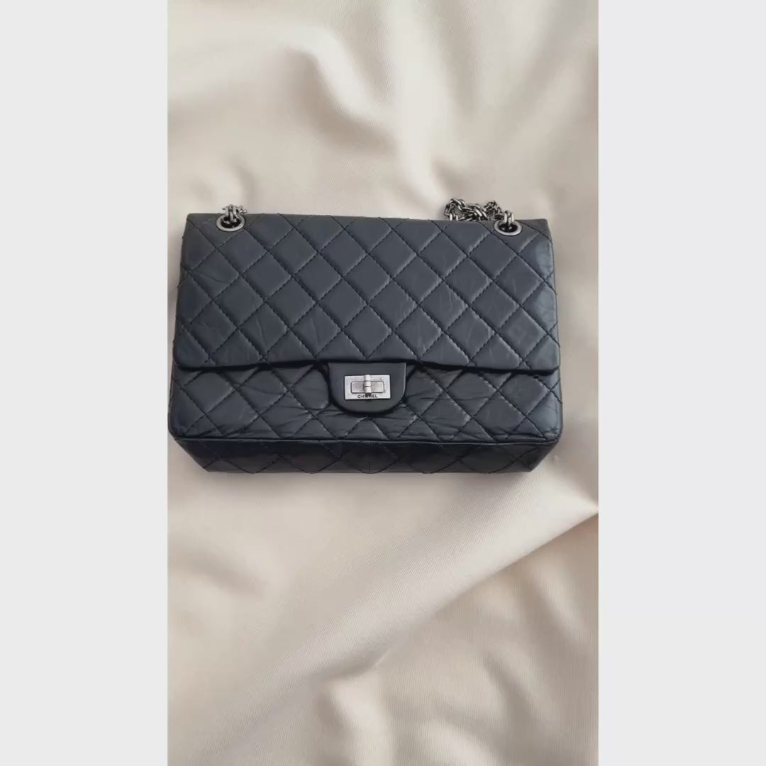 Chanel Black Aged Calfskin Leather Re-issue 2.55 Bag – The Sequel Sale