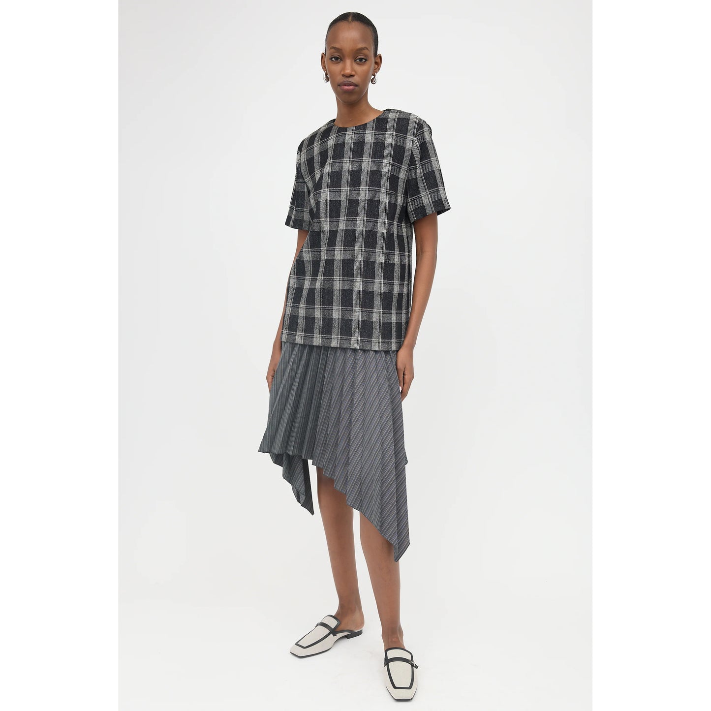 Proenza Schouler Plaid Short Sleeve Top, size 6