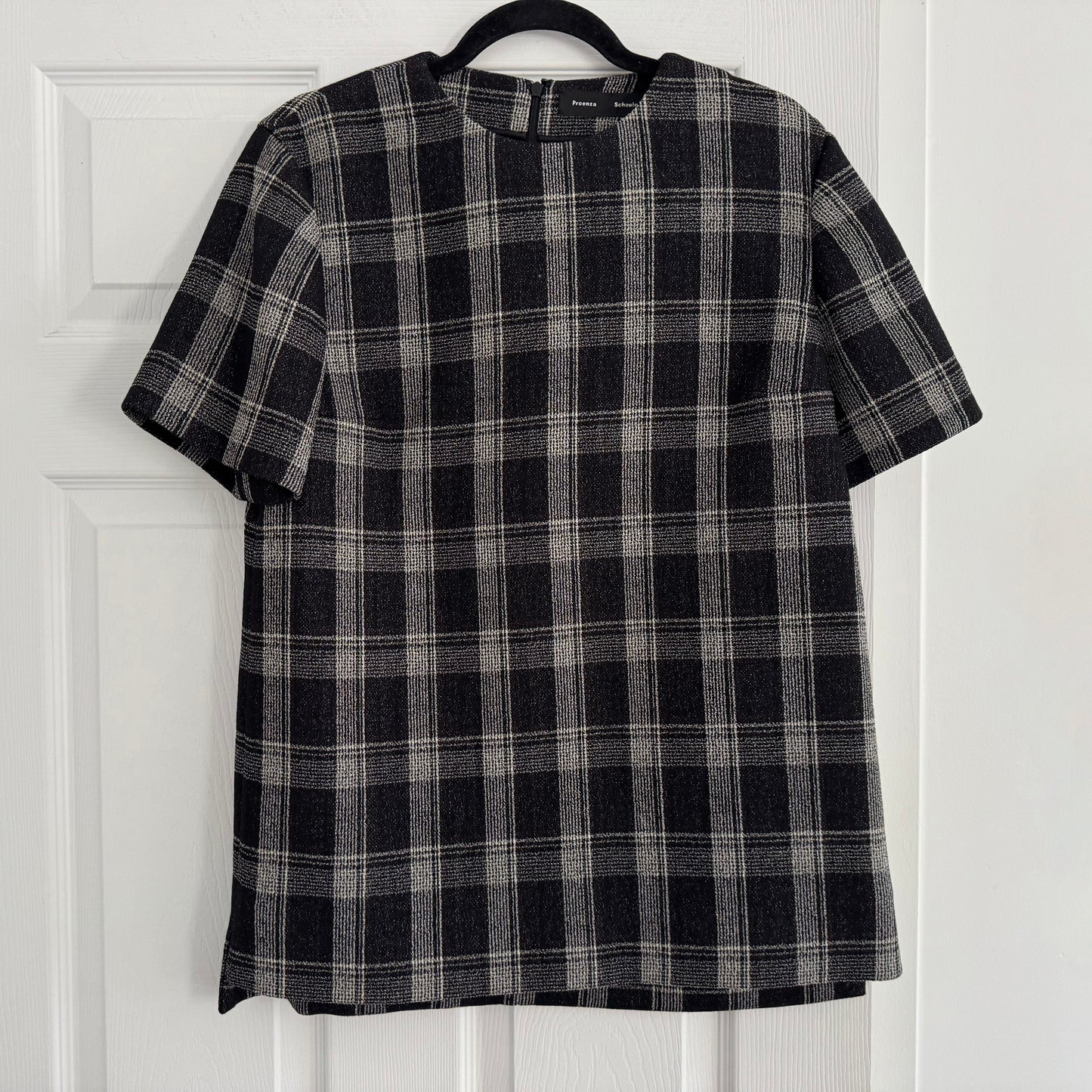 Proenza Schouler Plaid Short Sleeve Top, size 6