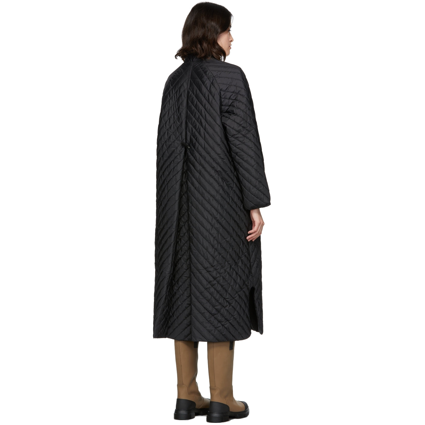 Ganni Quilted Ripstop jacket in Black, size 40 (size L-XL)