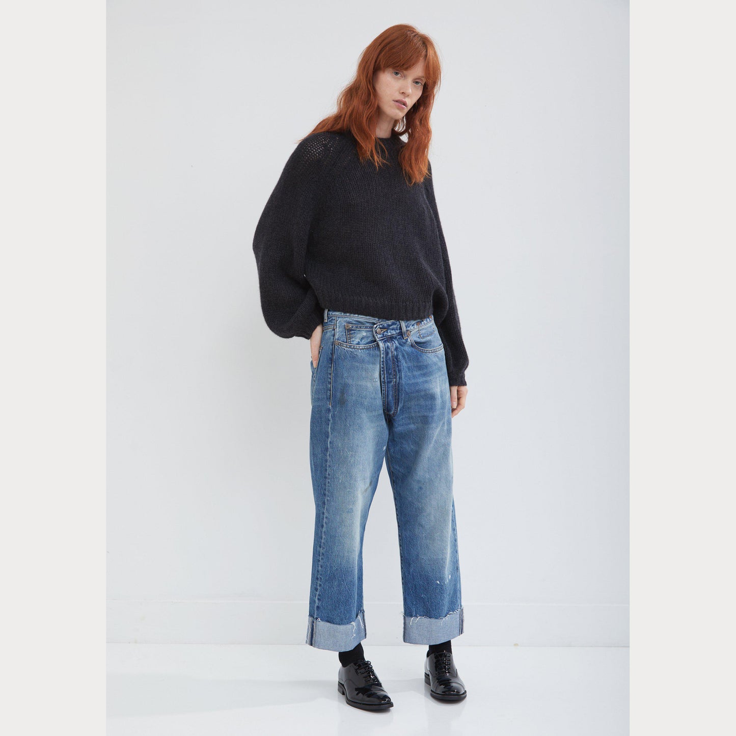 R13 Crossover Jeans in Jasper w Smudge, size 28 (fits 29)