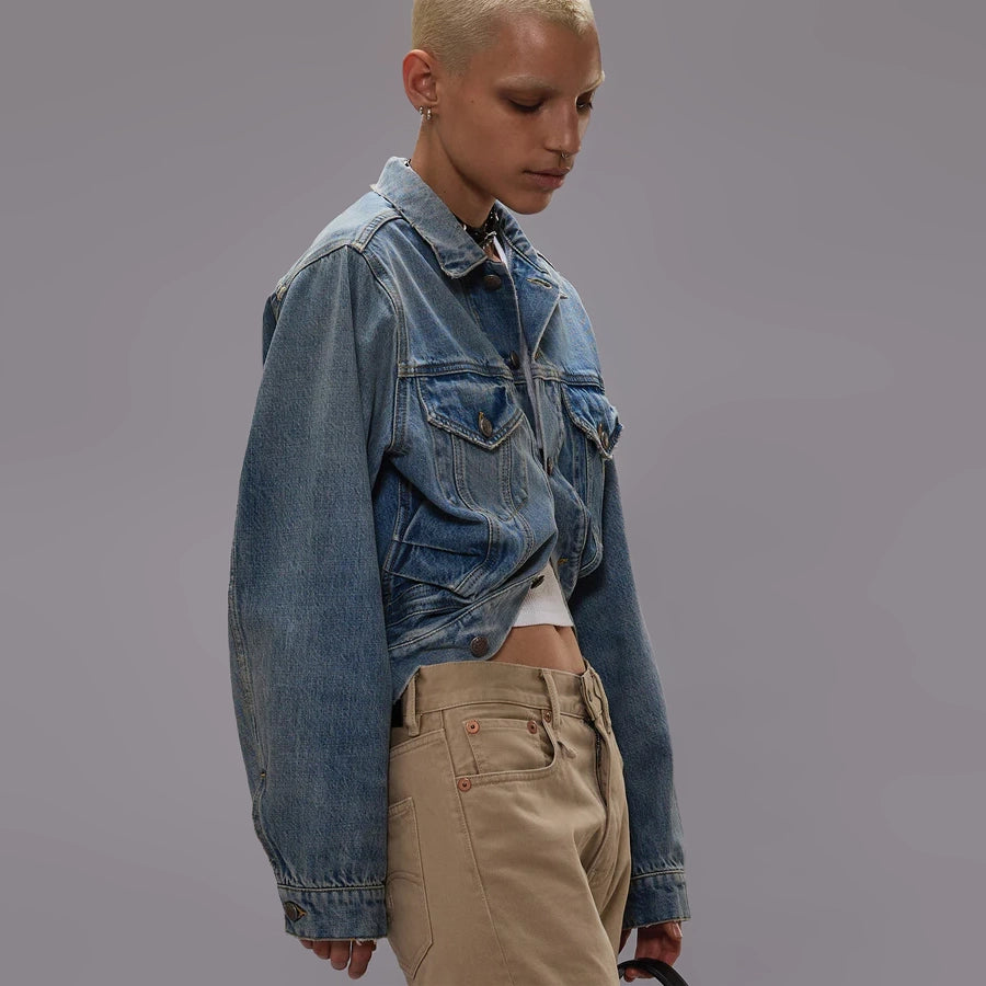 R13 Wrap Around Trucker Jacket in "Merrin Blue", size XS