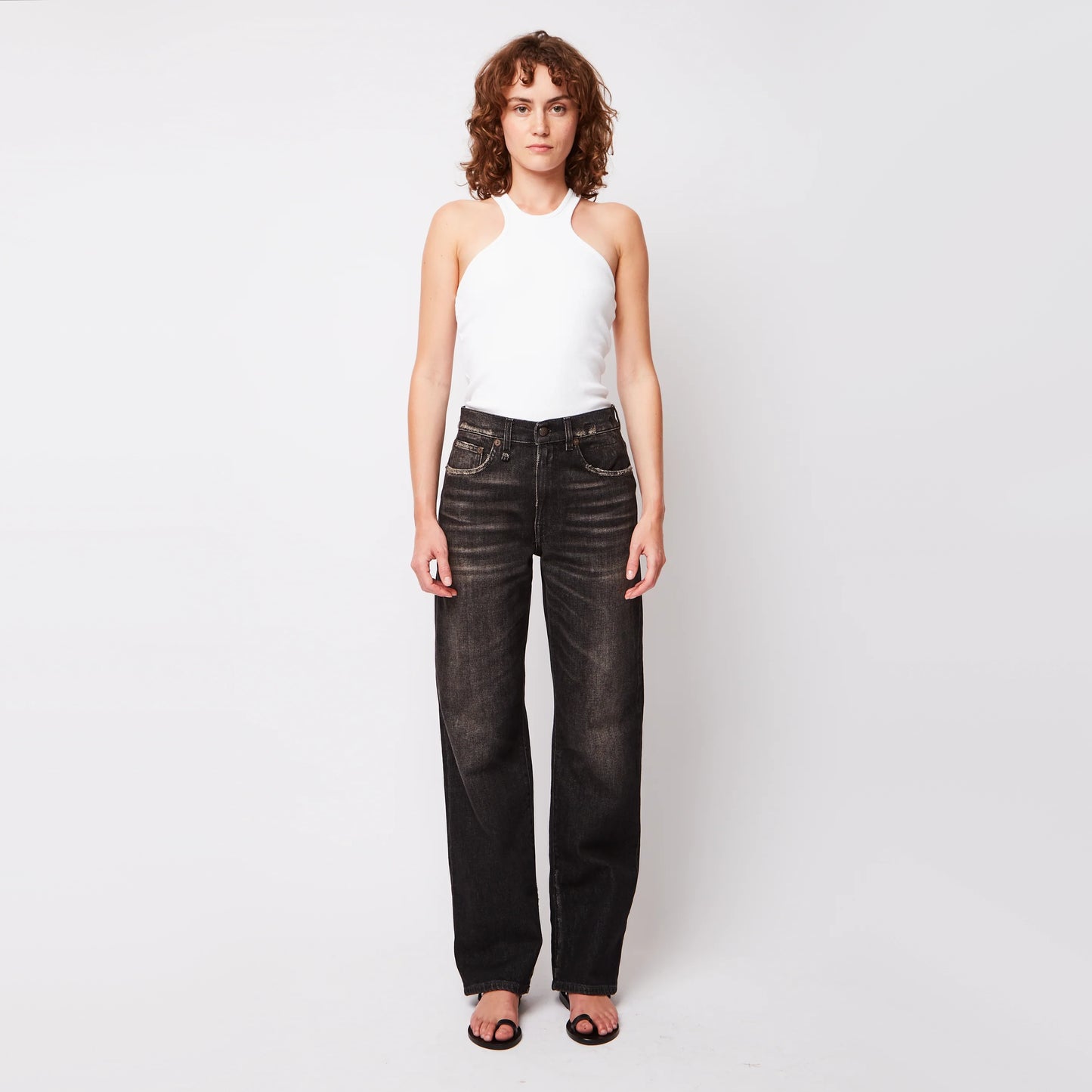 R13 "Alice" Straight Leg Jean in Black, size 29