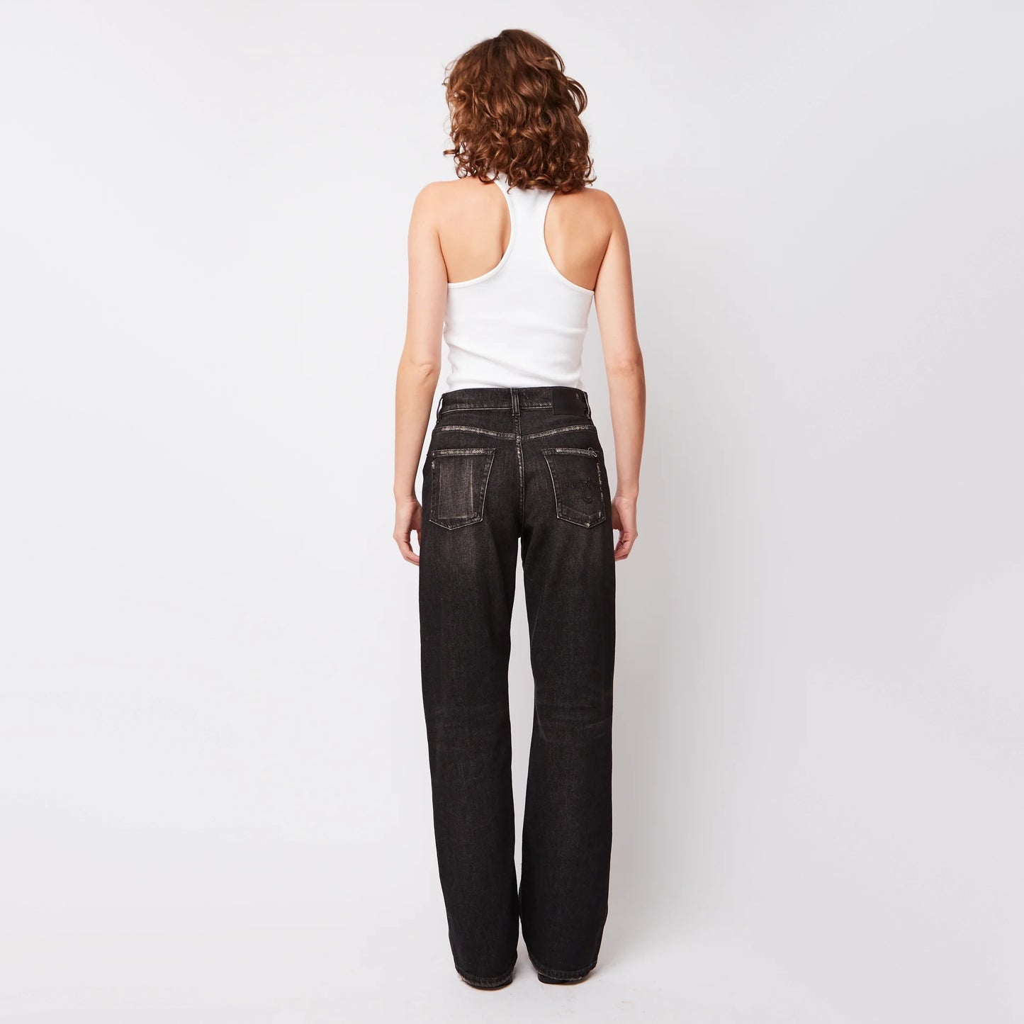 R13 "Alice" Straight Leg Jean in Black, size 29